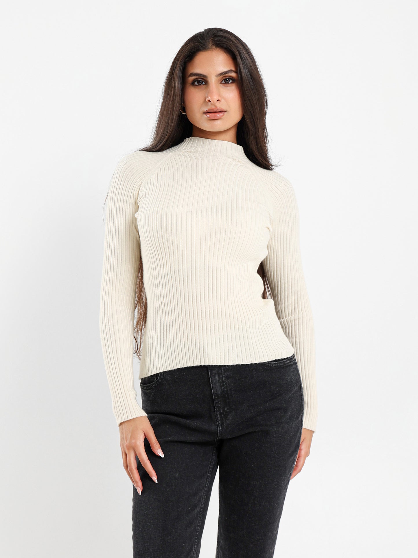 Mock Neck Slim Pullover