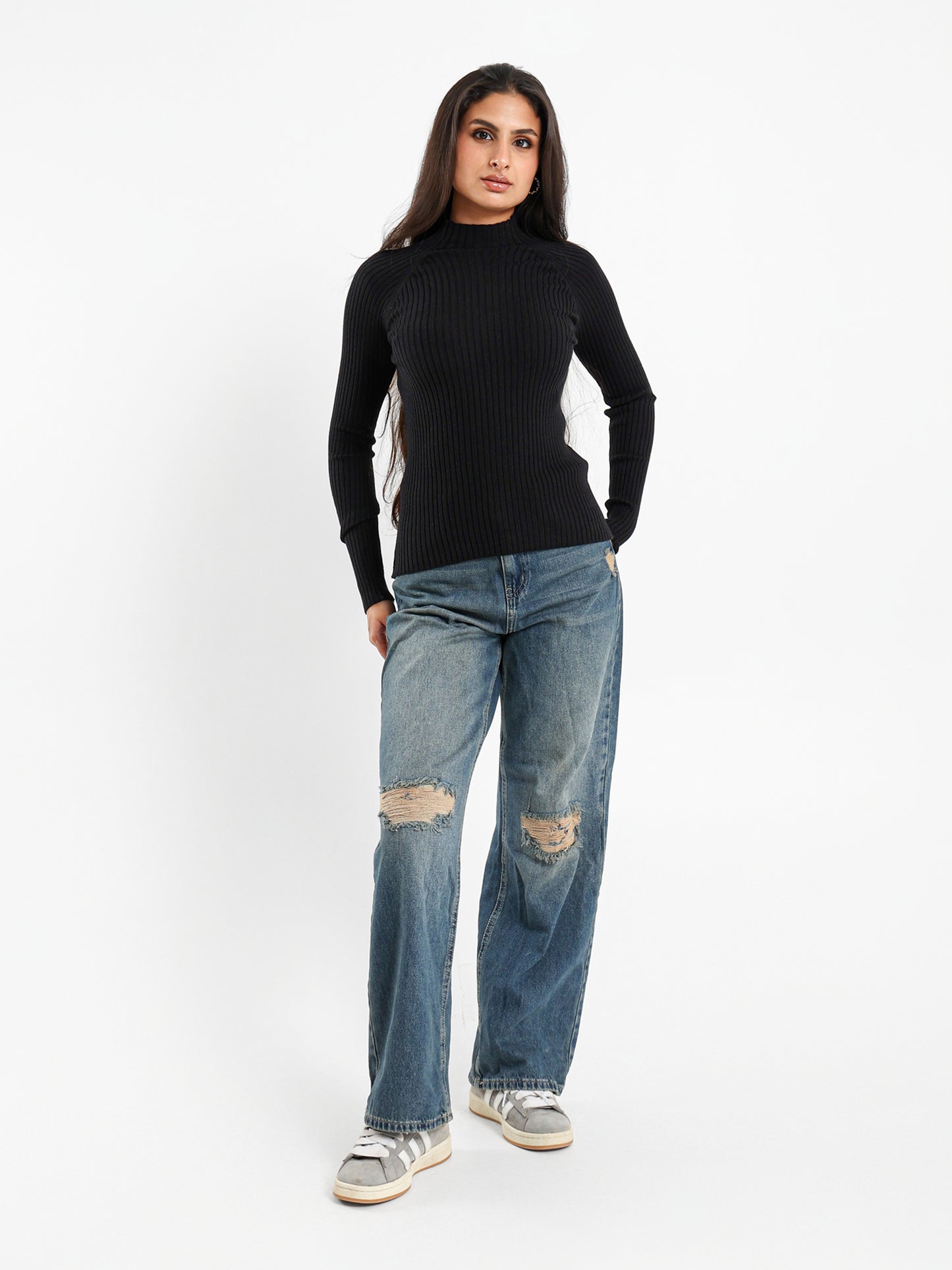 Mock Neck Slim Pullover