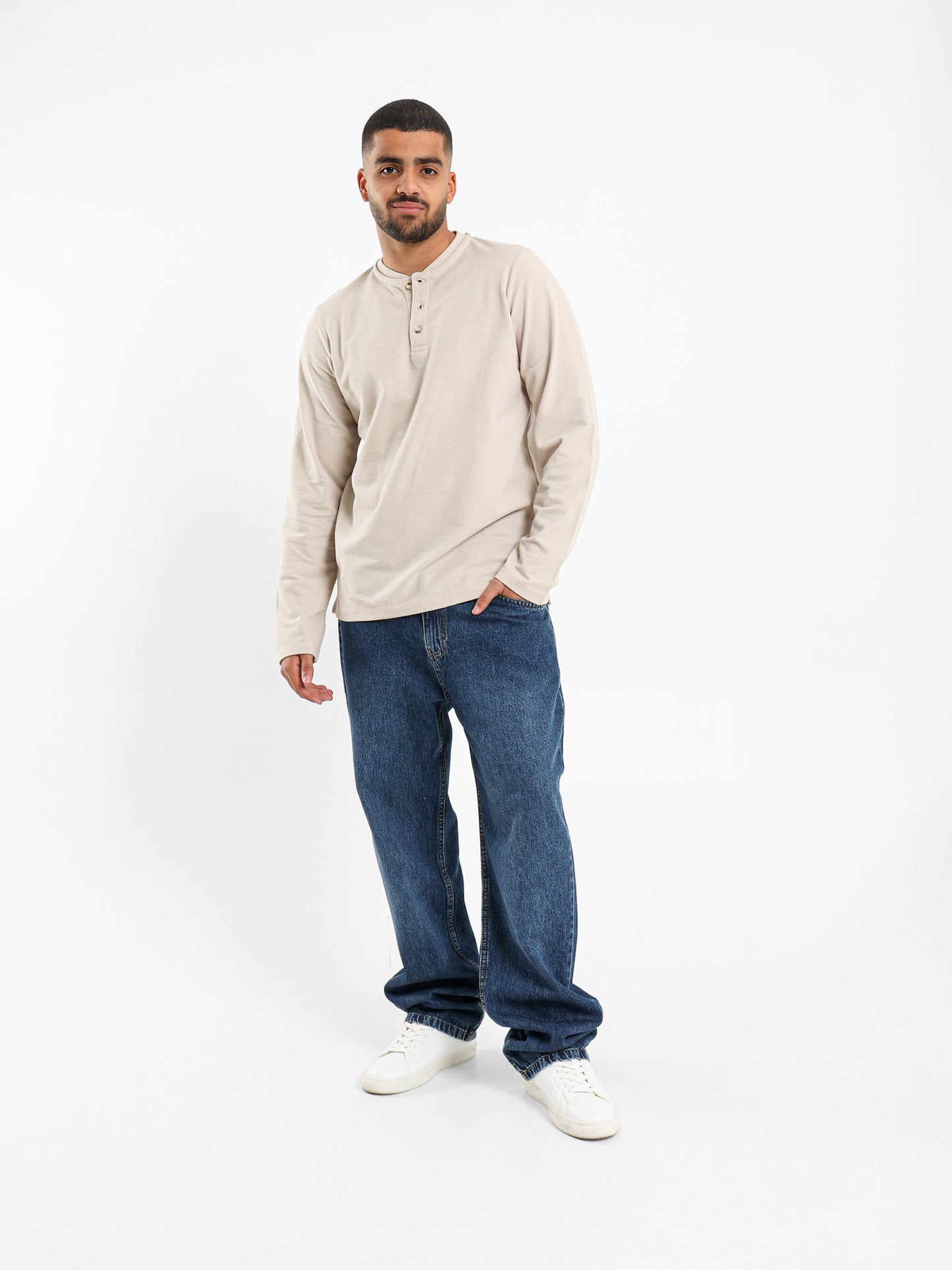 Granded Collar Long Sleeve T-Shirt