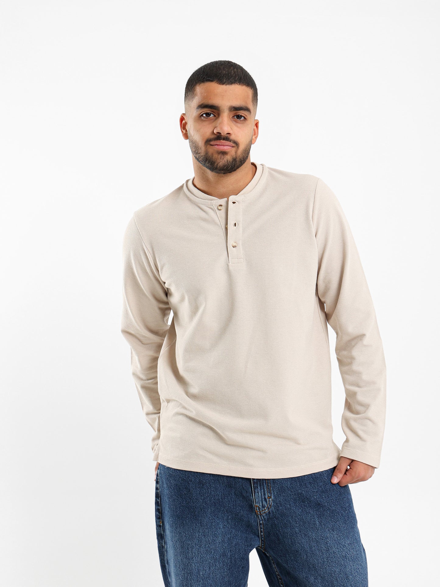 Granded Collar Long Sleeve T-Shirt