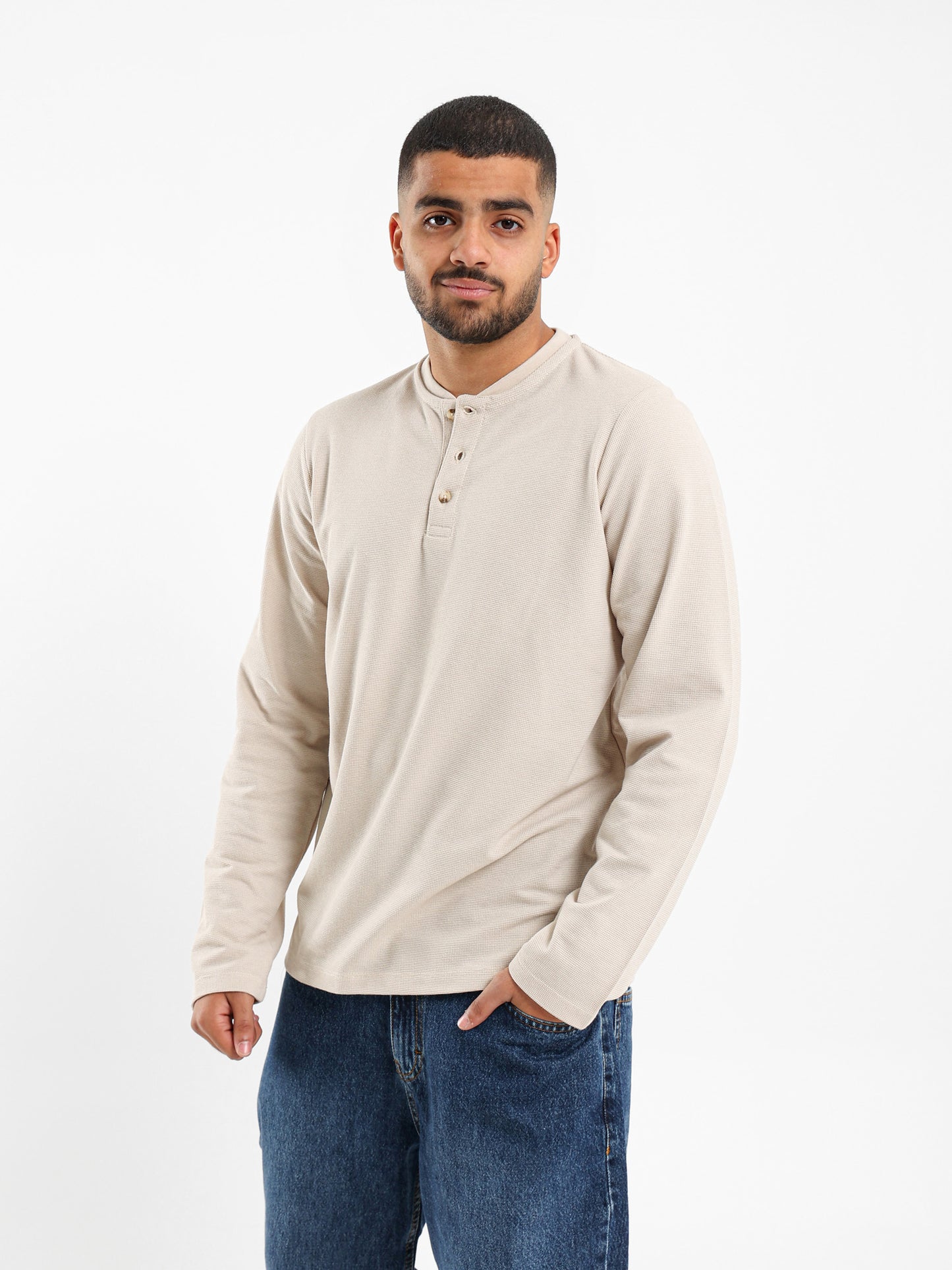 Granded Collar Long Sleeve T-Shirt