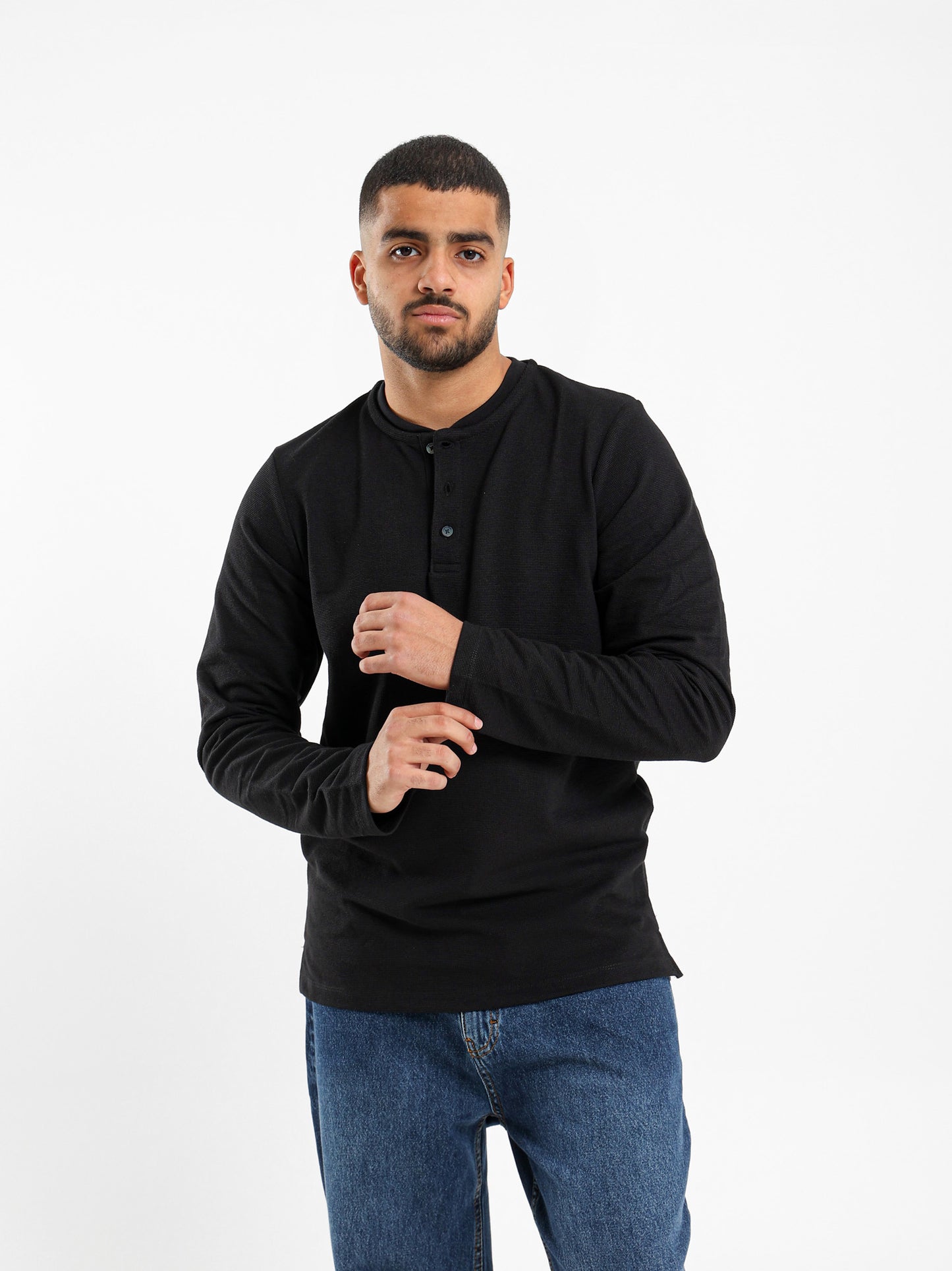 Granded Collar Long Sleeve T-Shirt