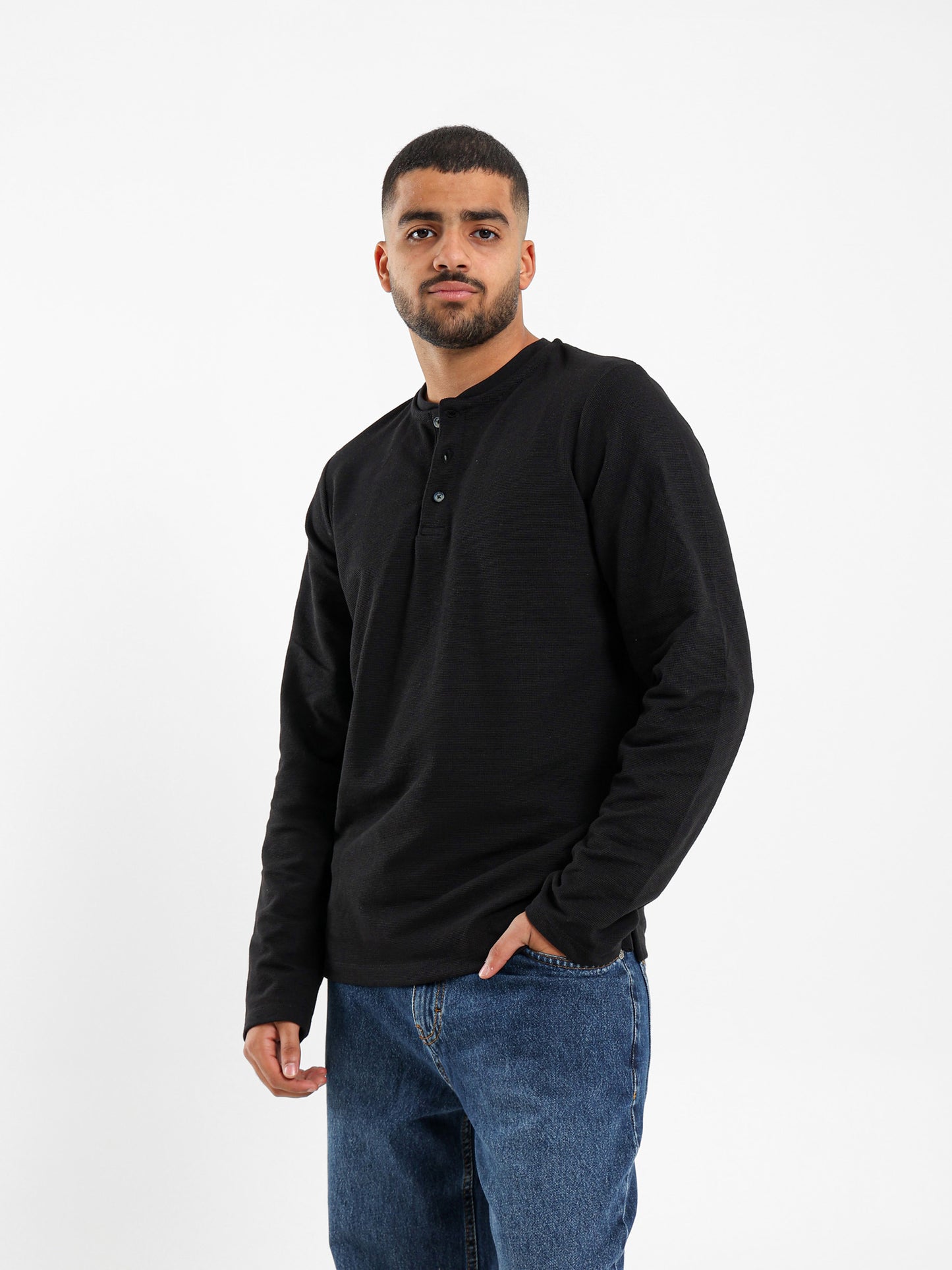 Granded Collar Long Sleeve T-Shirt