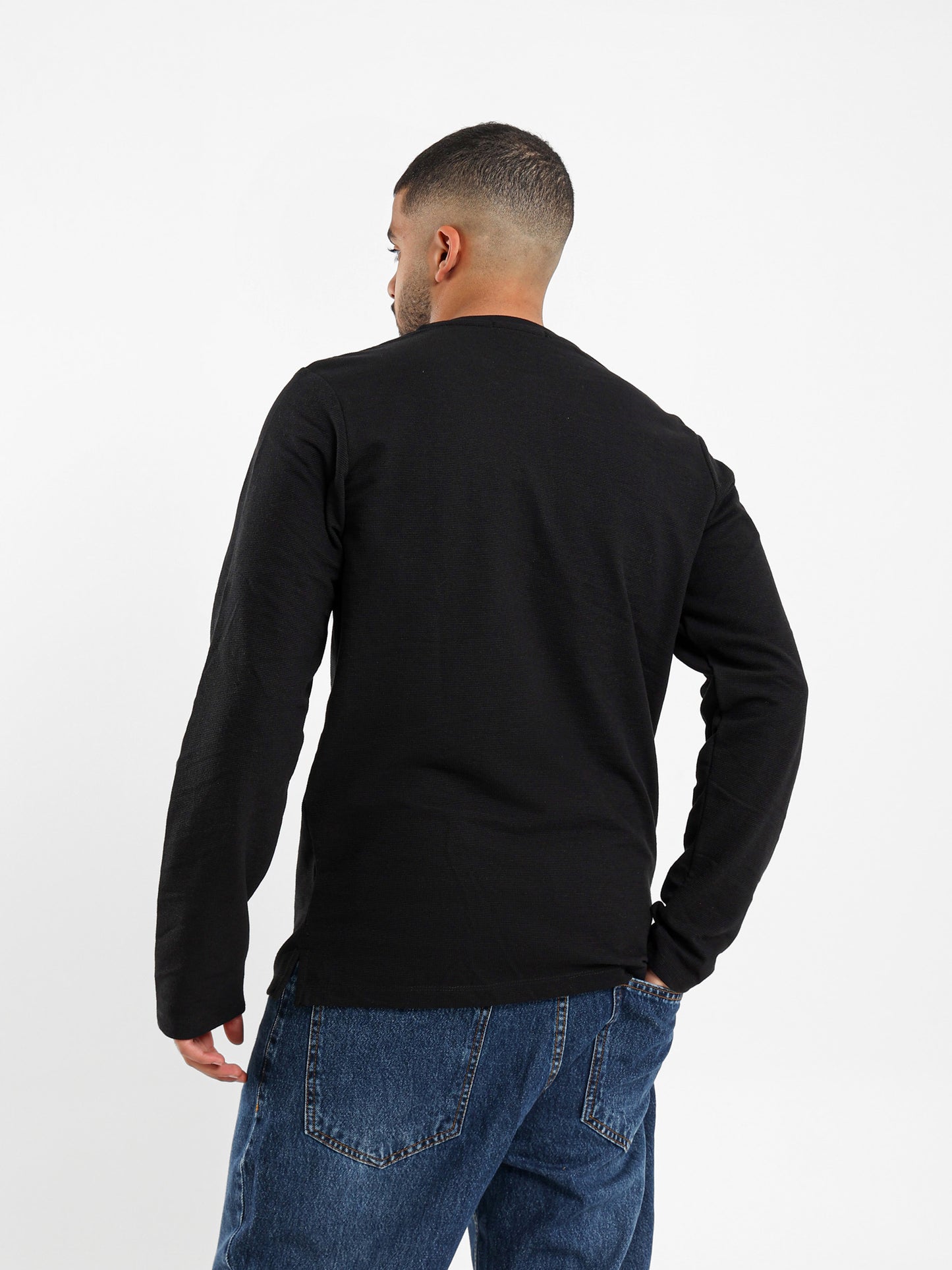 Granded Collar Long Sleeve T-Shirt