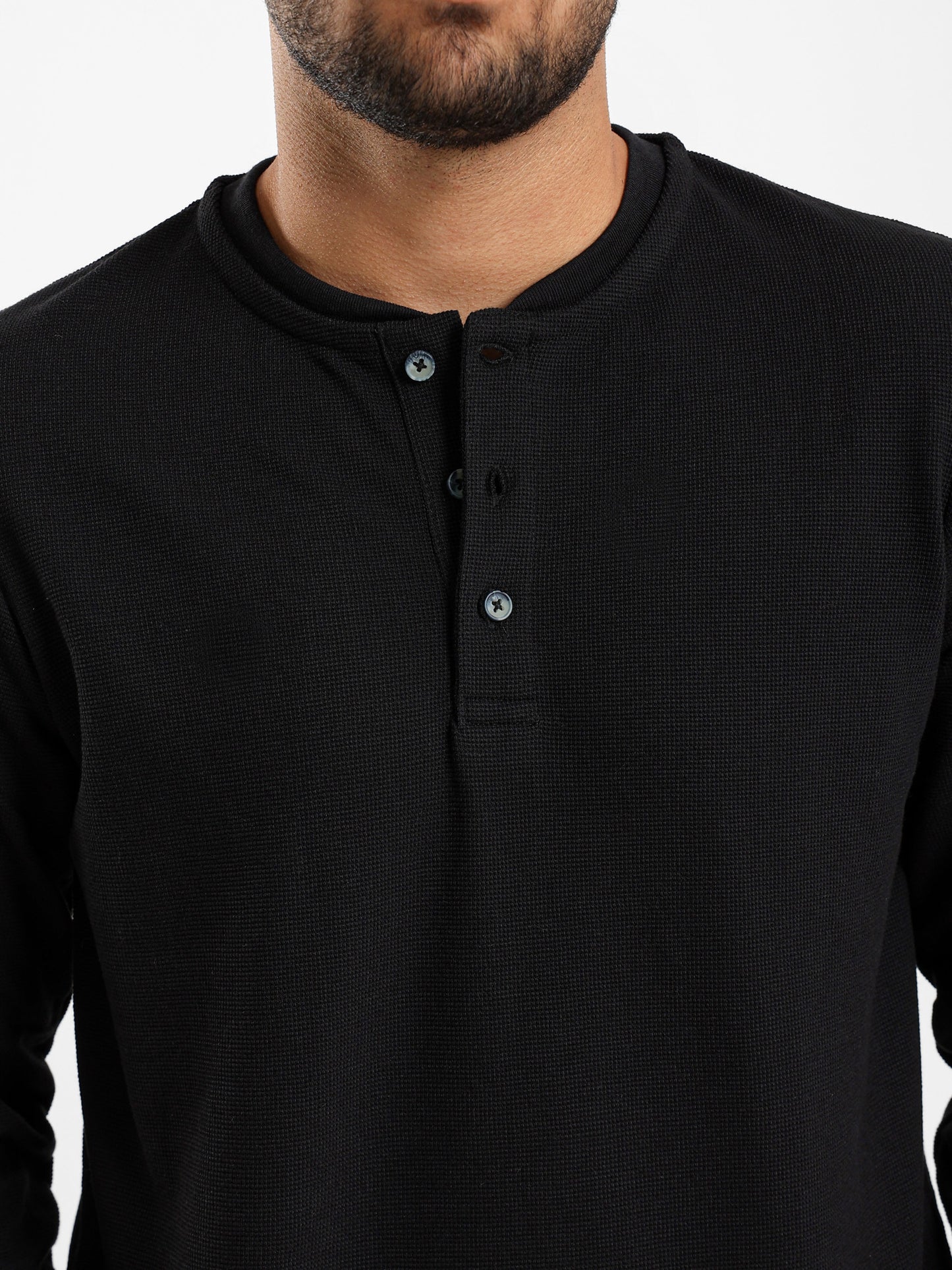 Granded Collar Long Sleeve T-Shirt