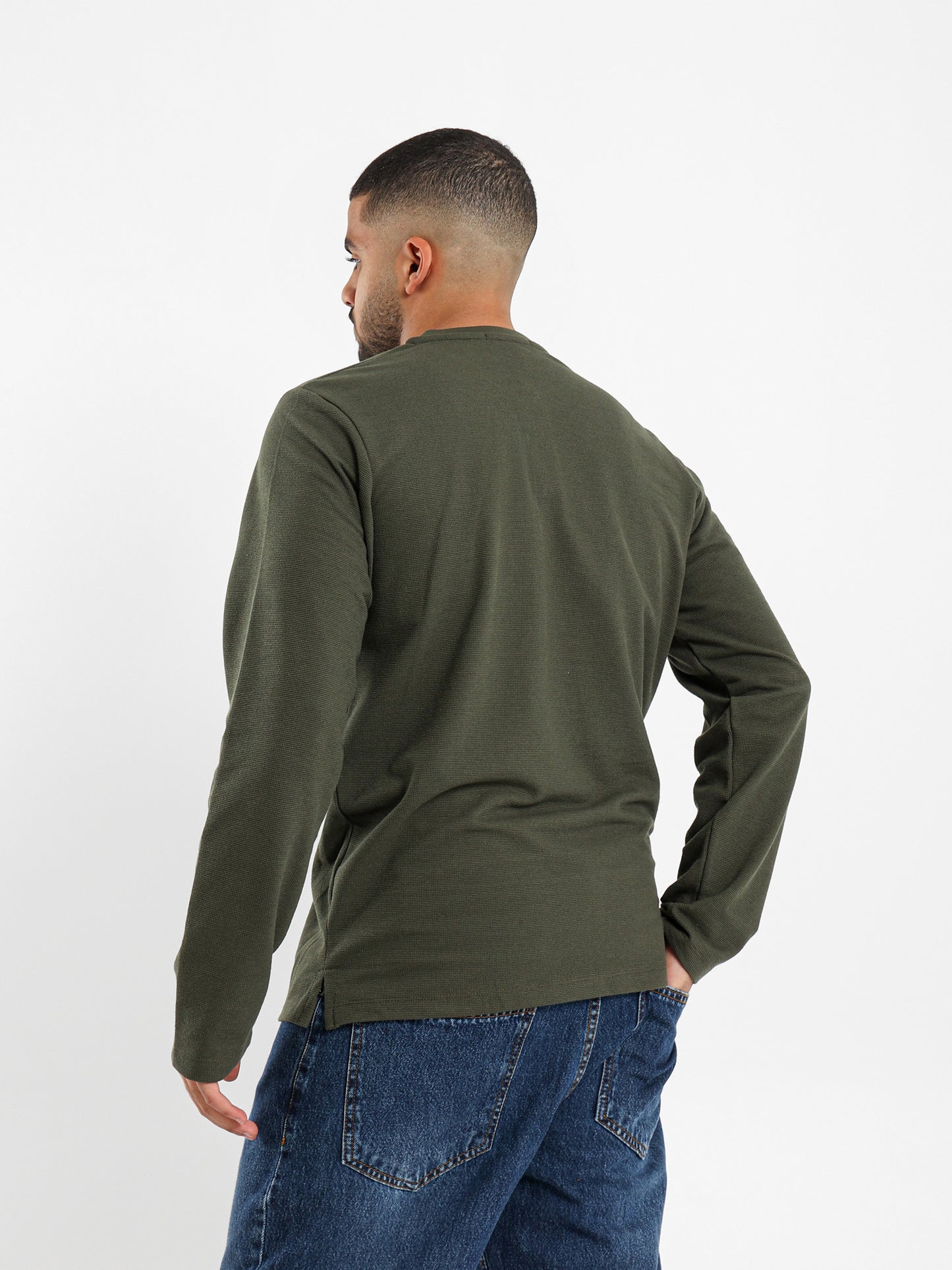 Granded Collar Long Sleeve T-Shirt