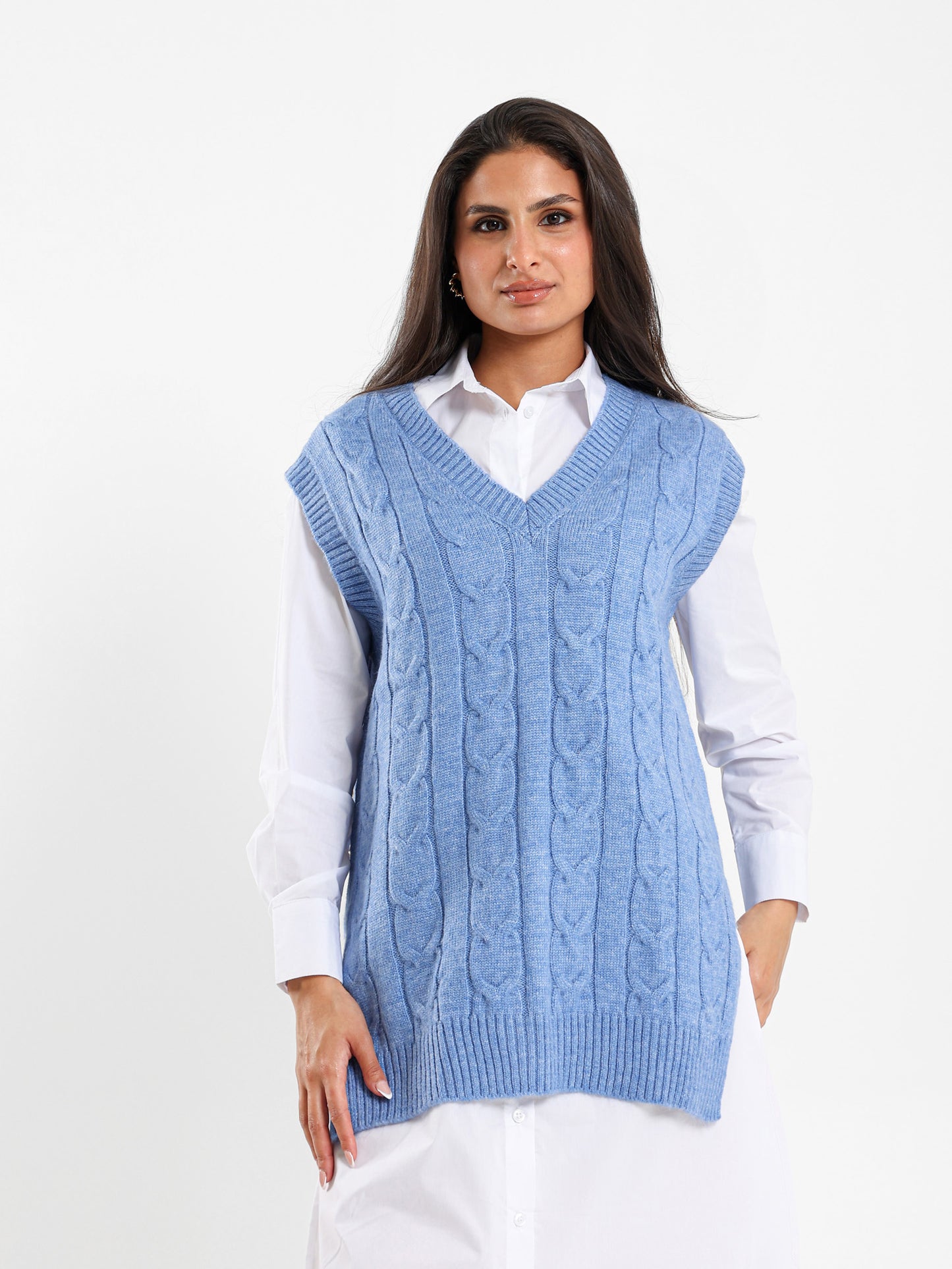 Oversized Cable Knit Vest