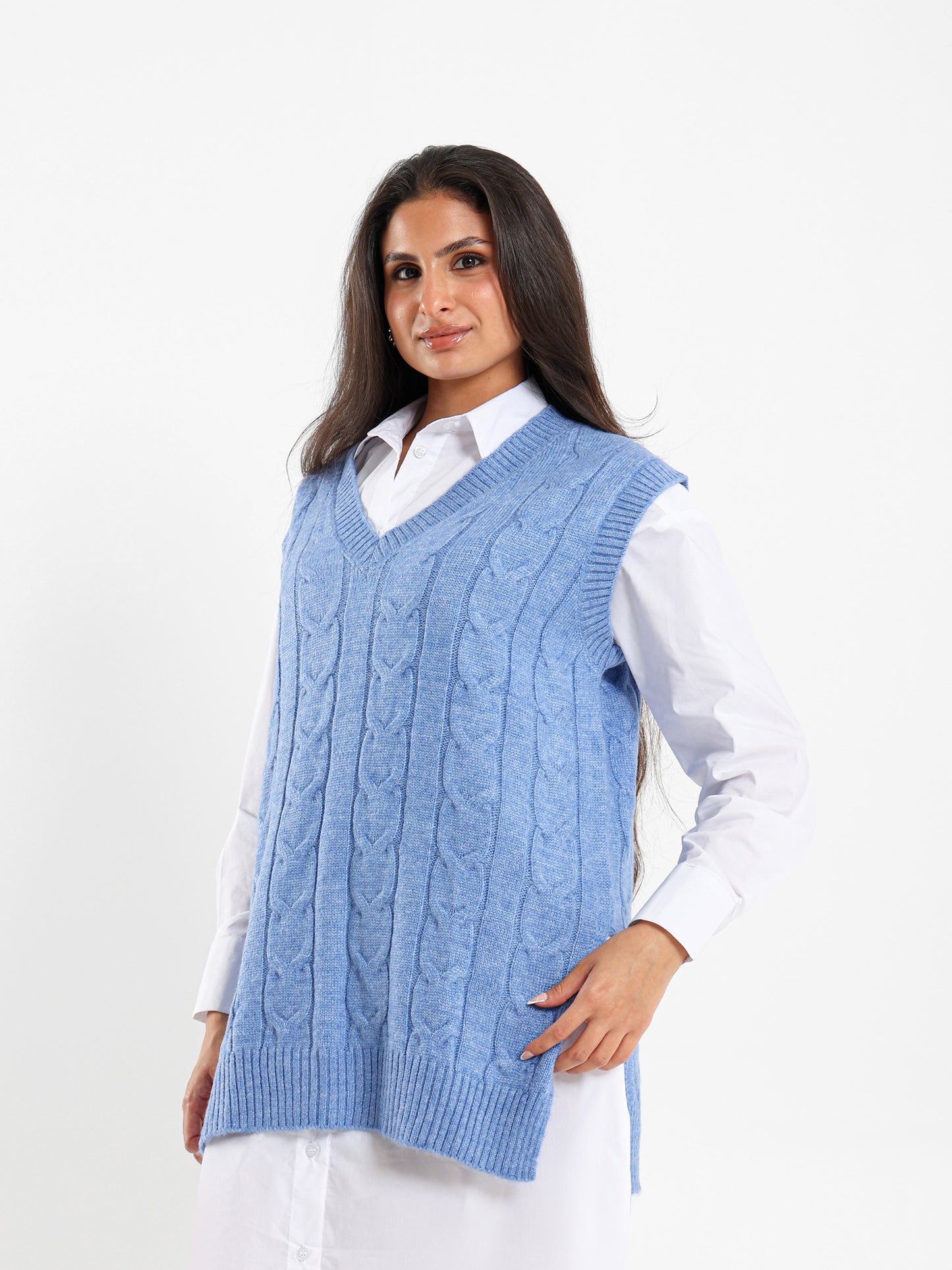 Oversized Cable Knit Vest