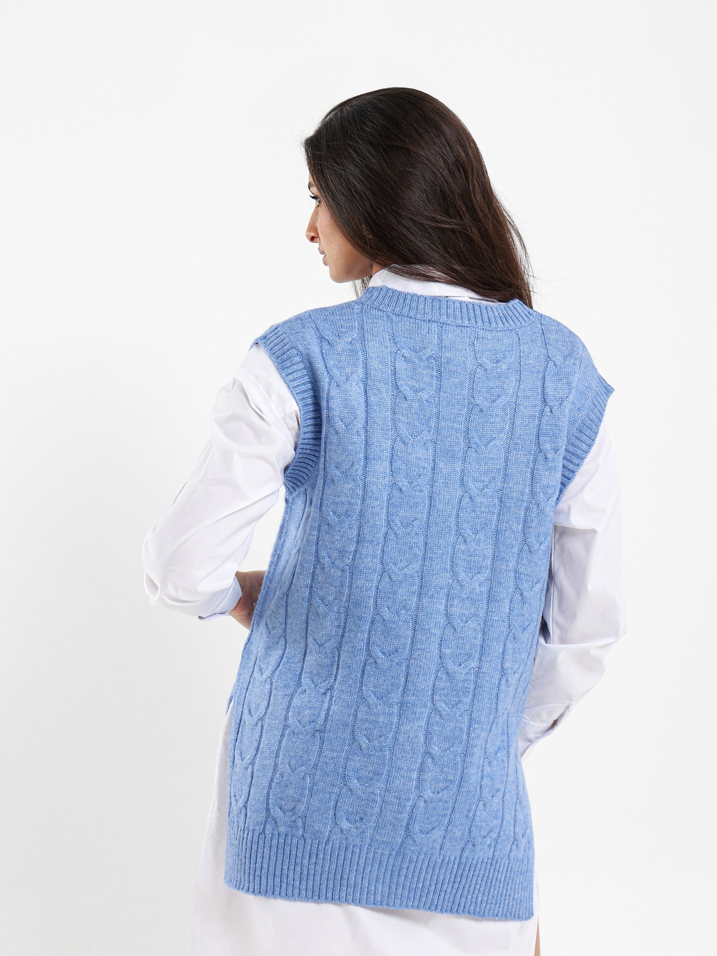 Oversized Cable Knit Vest