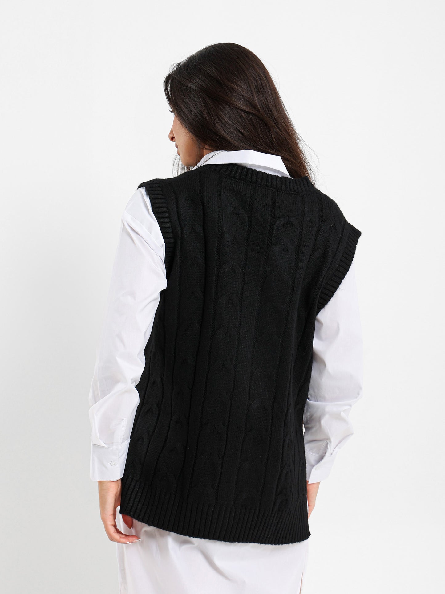 Oversized Cable Knit Vest