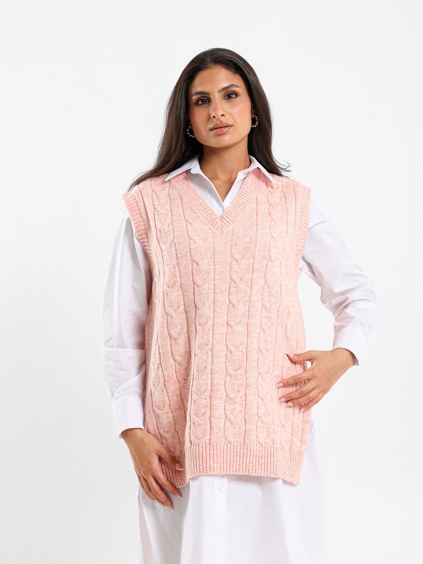 Oversized Cable Knit Vest