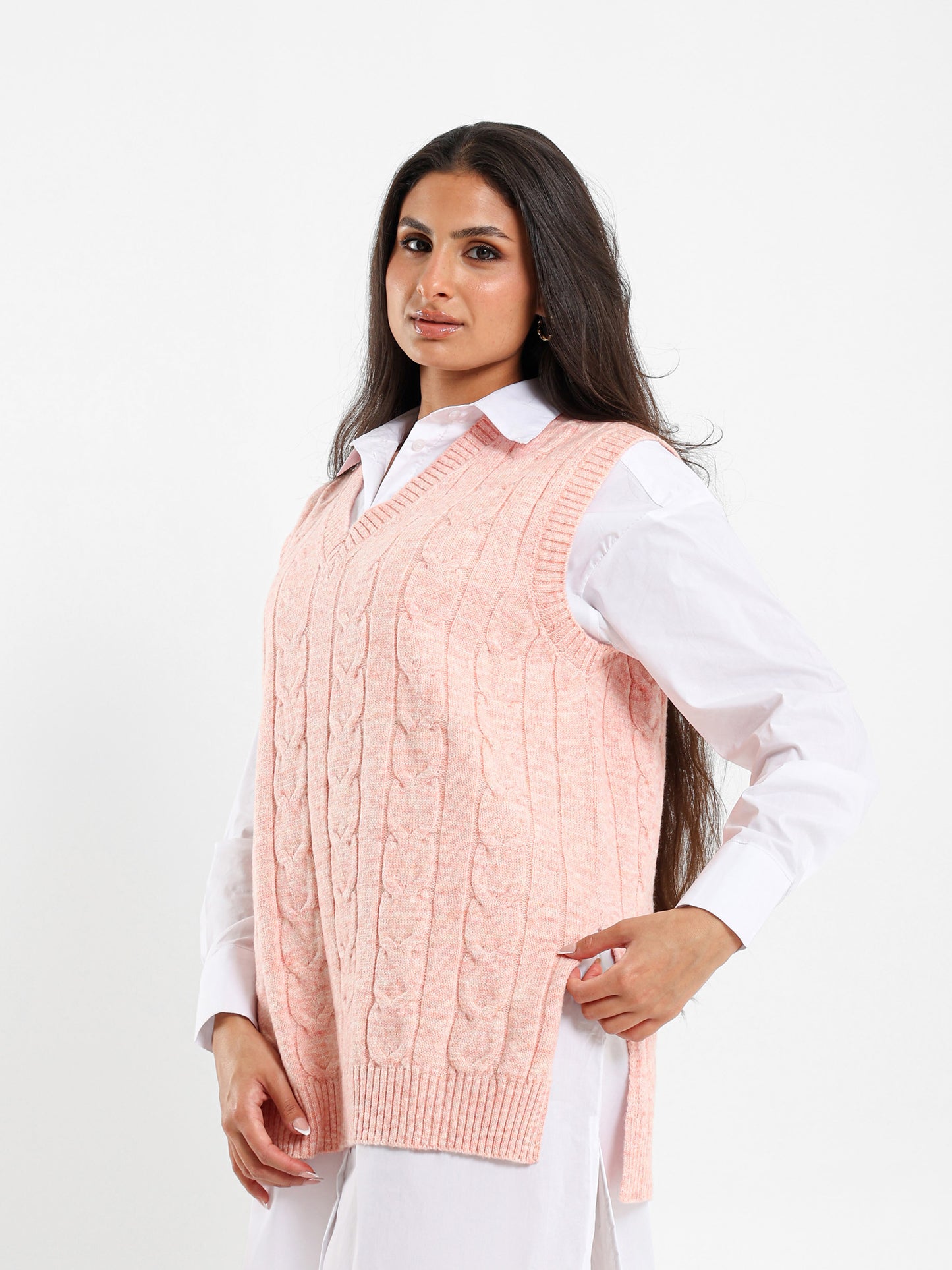 Oversized Cable Knit Vest