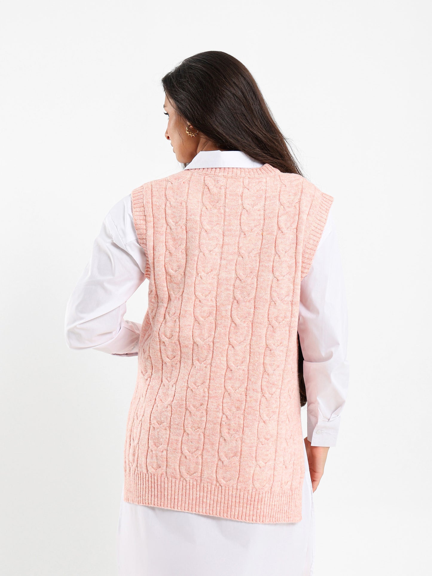 Oversized Cable Knit Vest