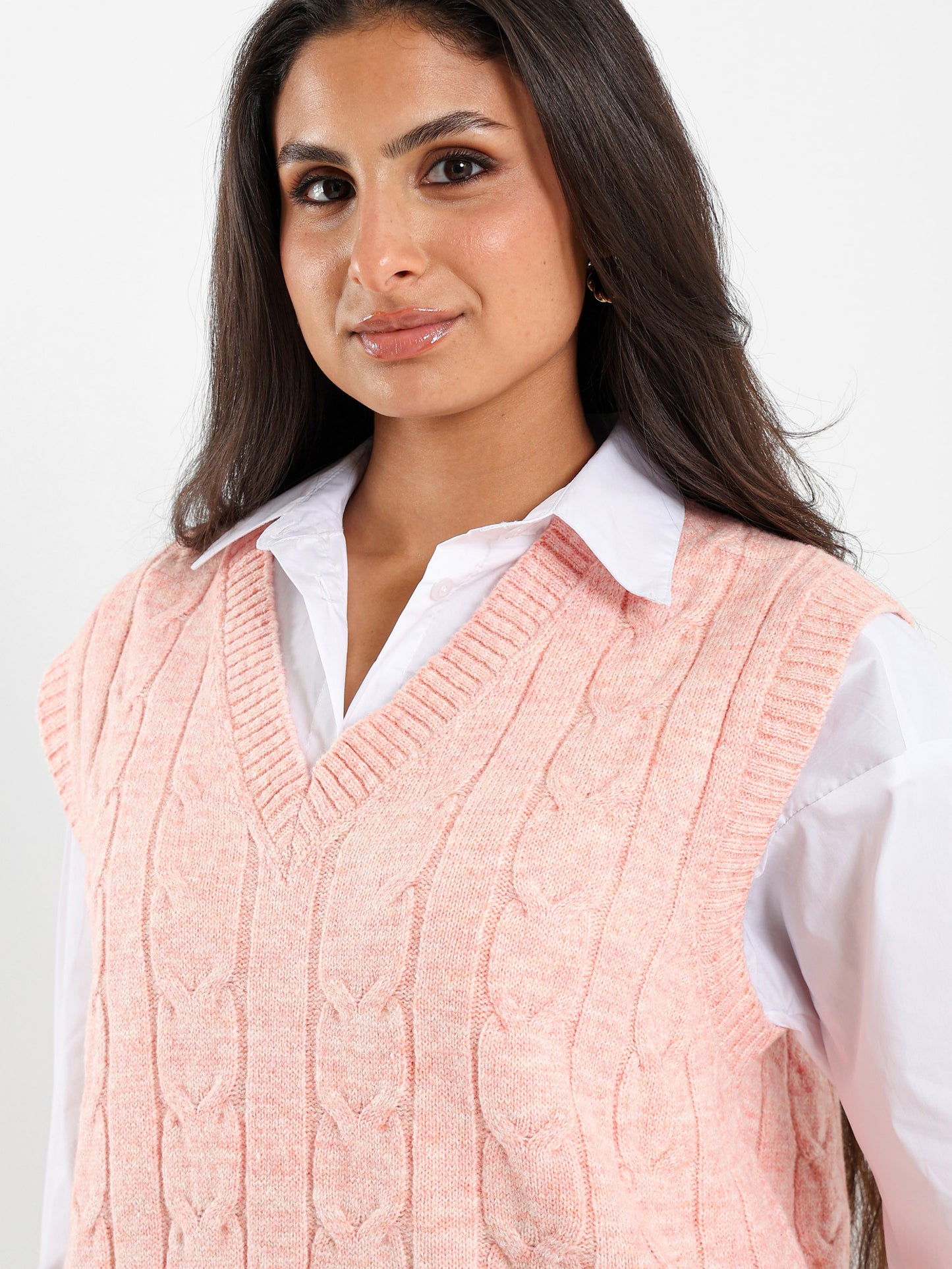 Oversized Cable Knit Vest