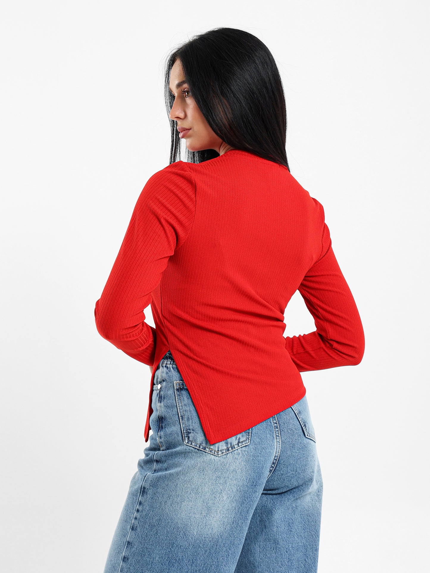 Long-Sleeve Side-Slit Top