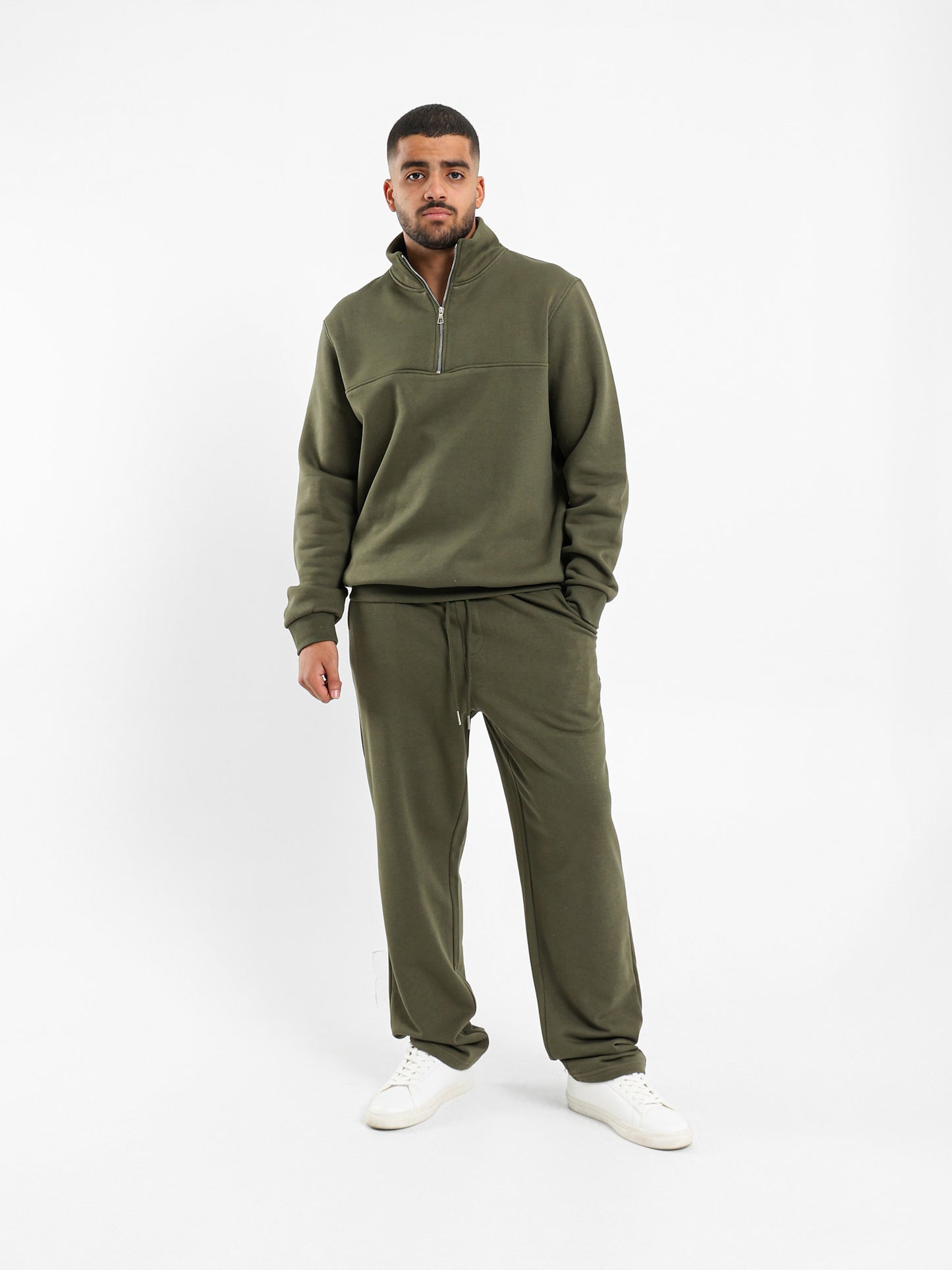 Zip-Up Closure High Neck Sweatshirt