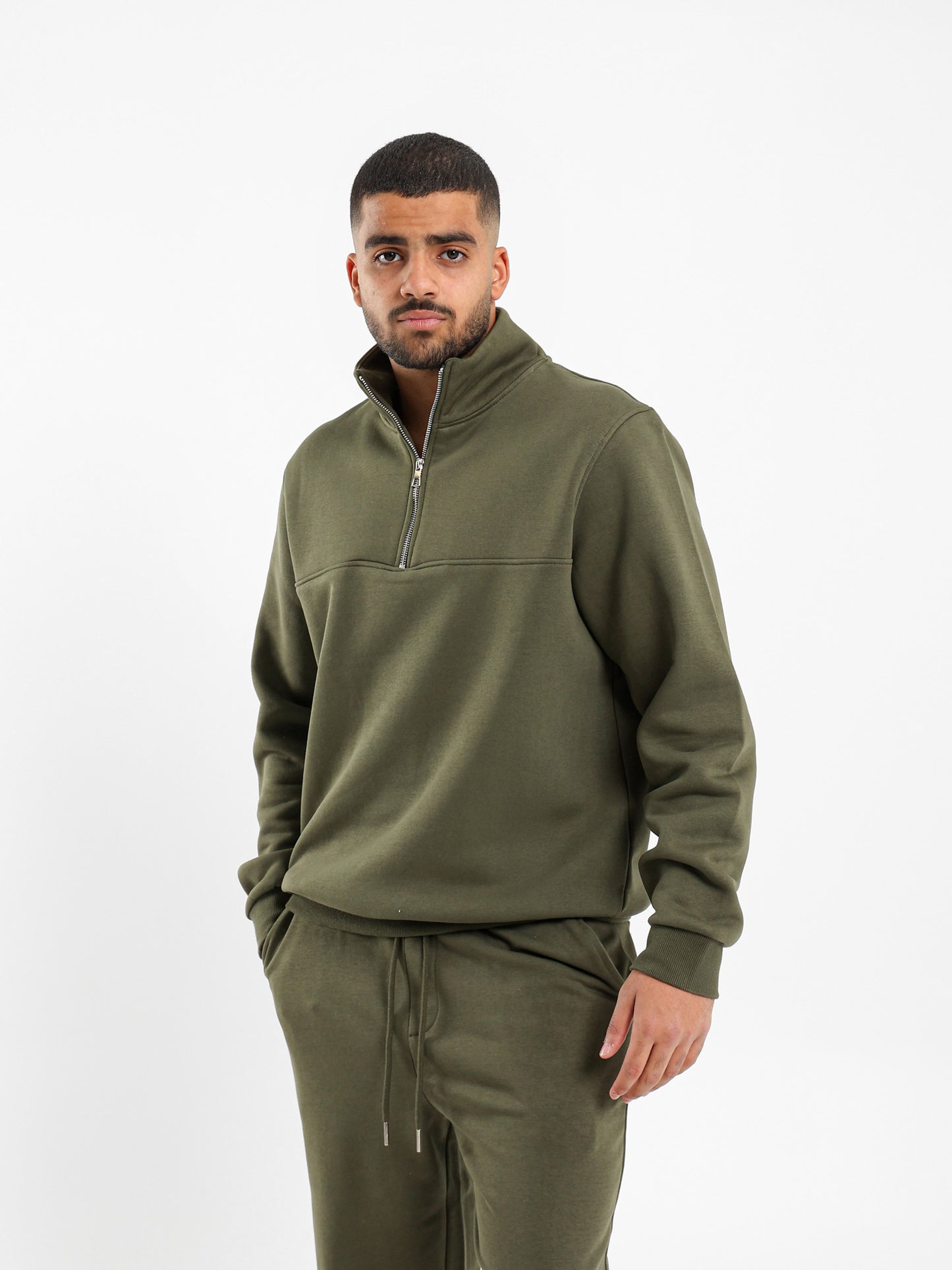 Zip-Up Closure High Neck Sweatshirt