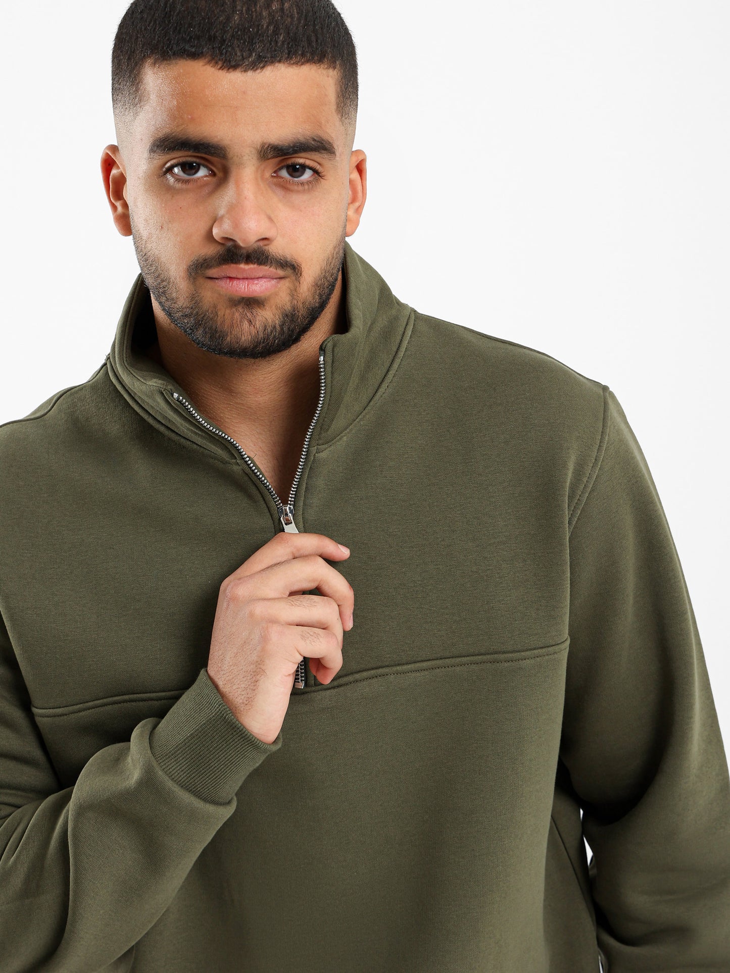 Zip-Up Closure High Neck Sweatshirt