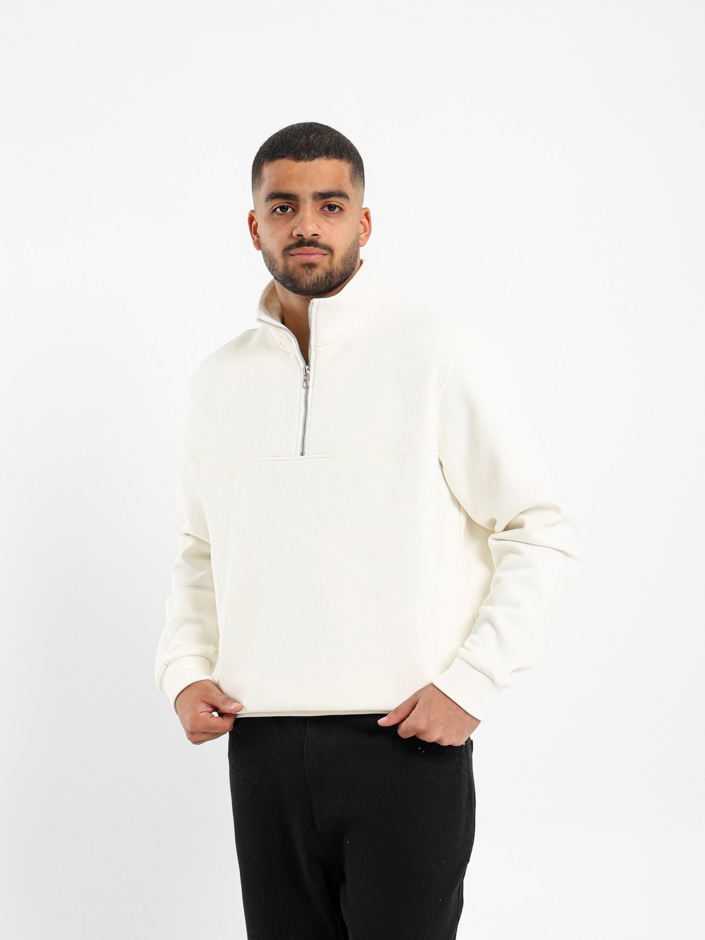 Zip-Up Closure High Neck Sweatshirt
