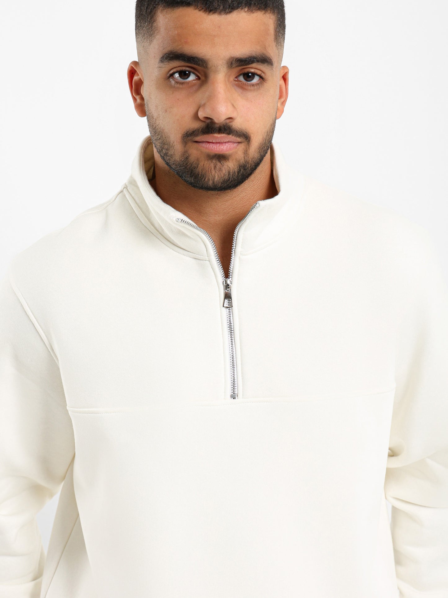 Zip-Up Closure High Neck Sweatshirt