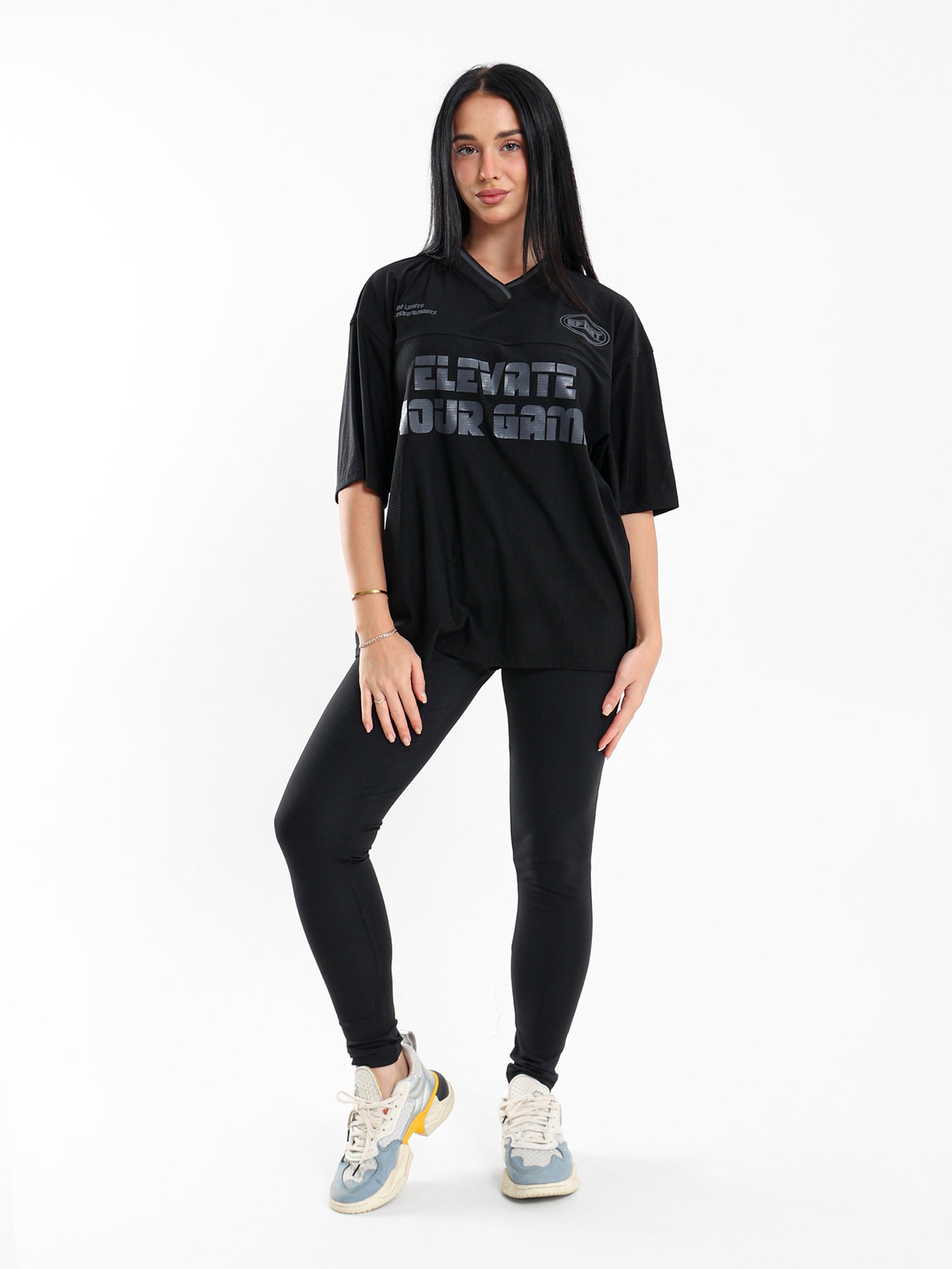 Sporty V-Neck T-Shirt with Print