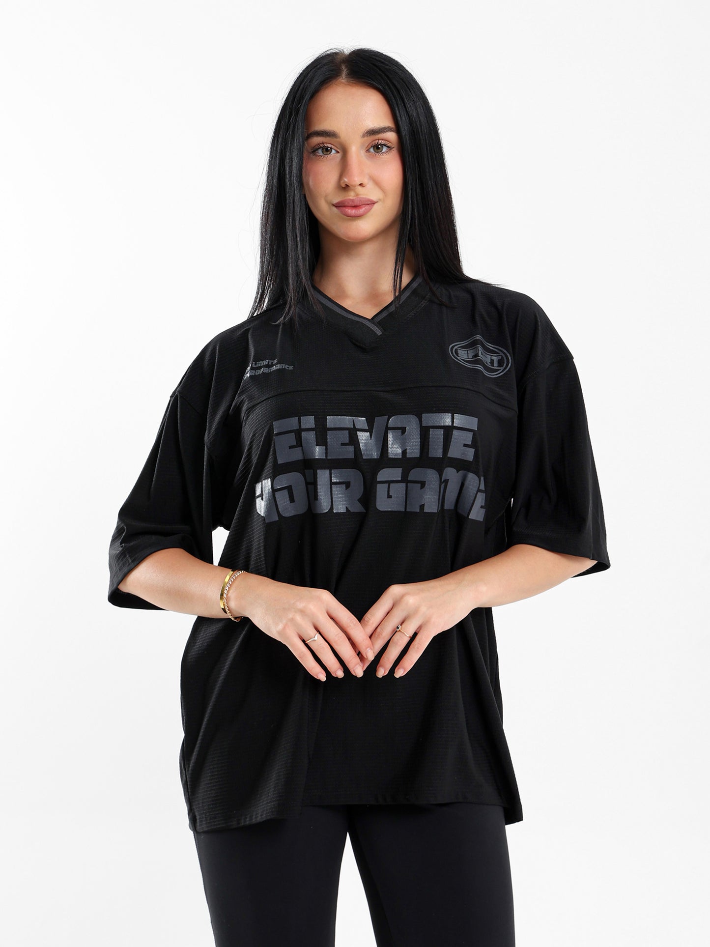 Sporty V-Neck T-Shirt with Print