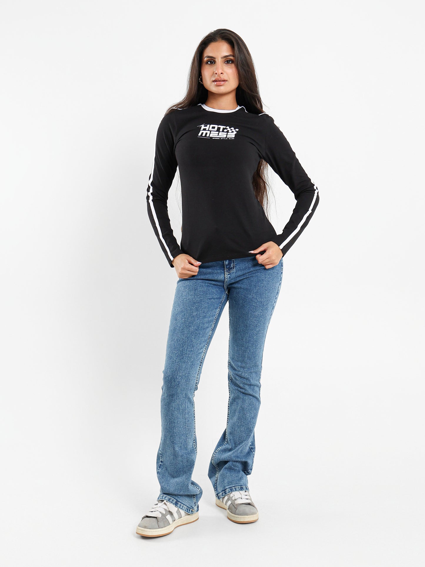 Long Sleeve T-Shirt with Contrast Side