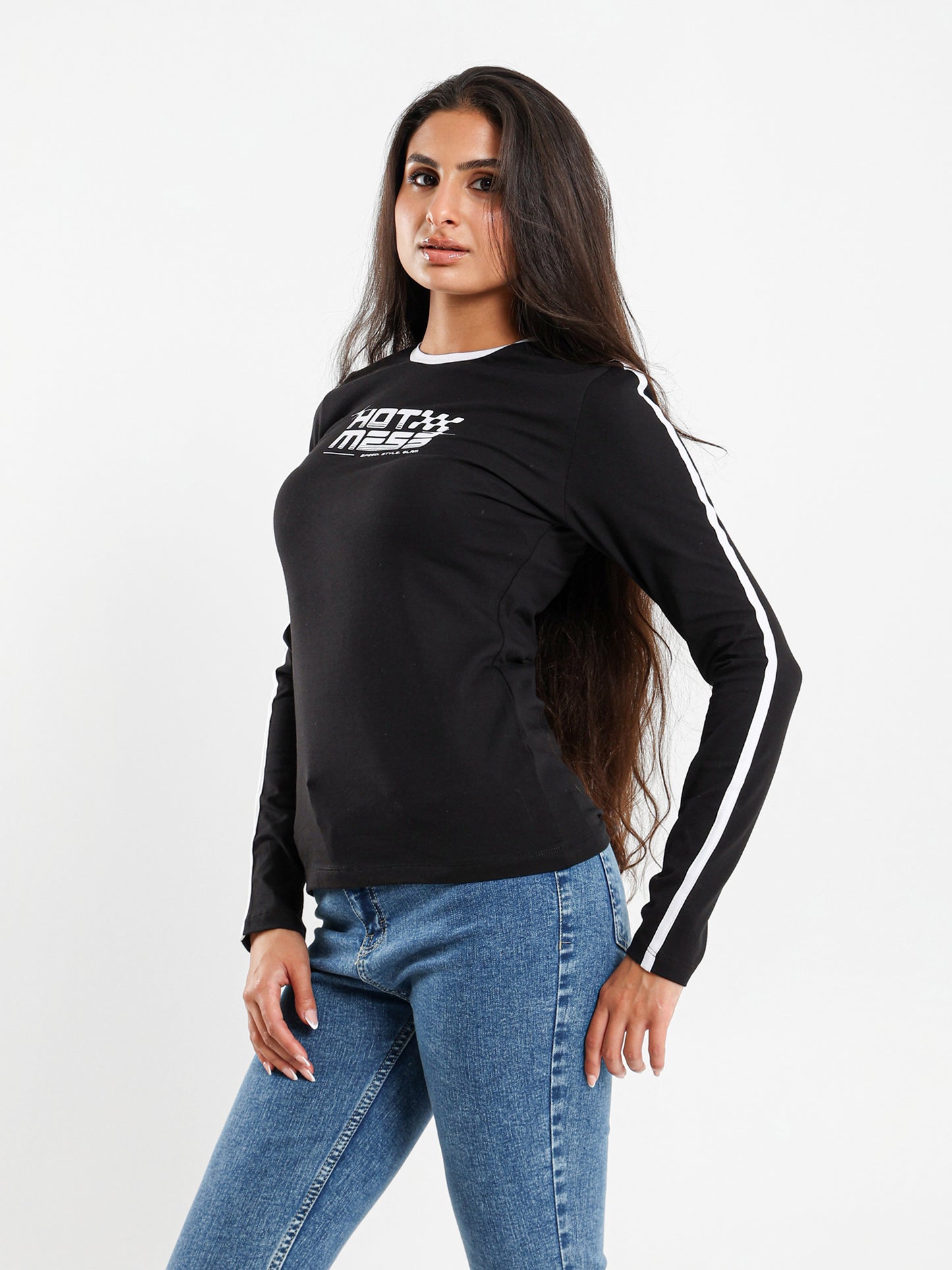 Long Sleeve T-Shirt with Contrast Side