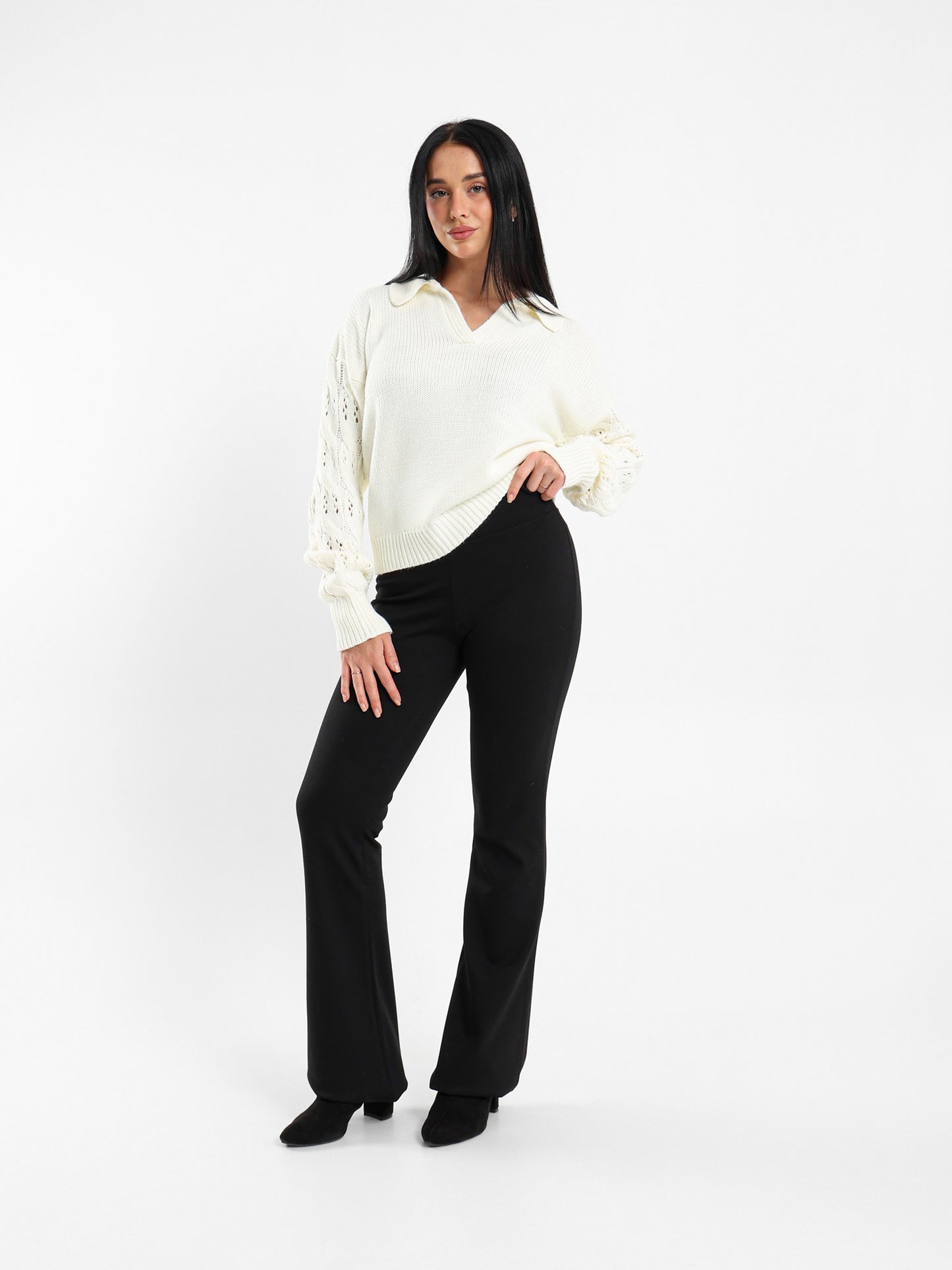 Polo Pullover with Contrast Sleeves