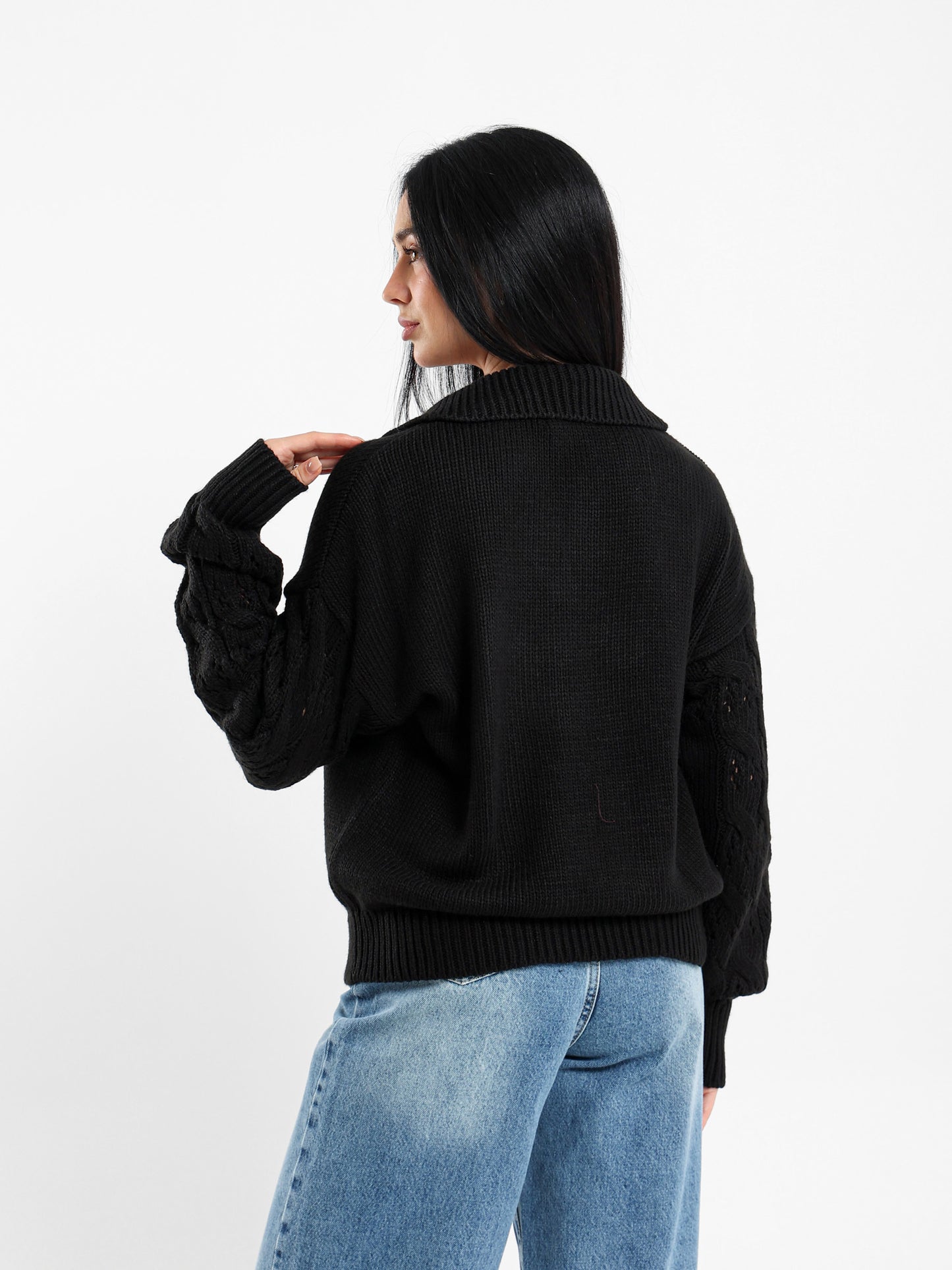 Polo Pullover with Contrast Sleeves