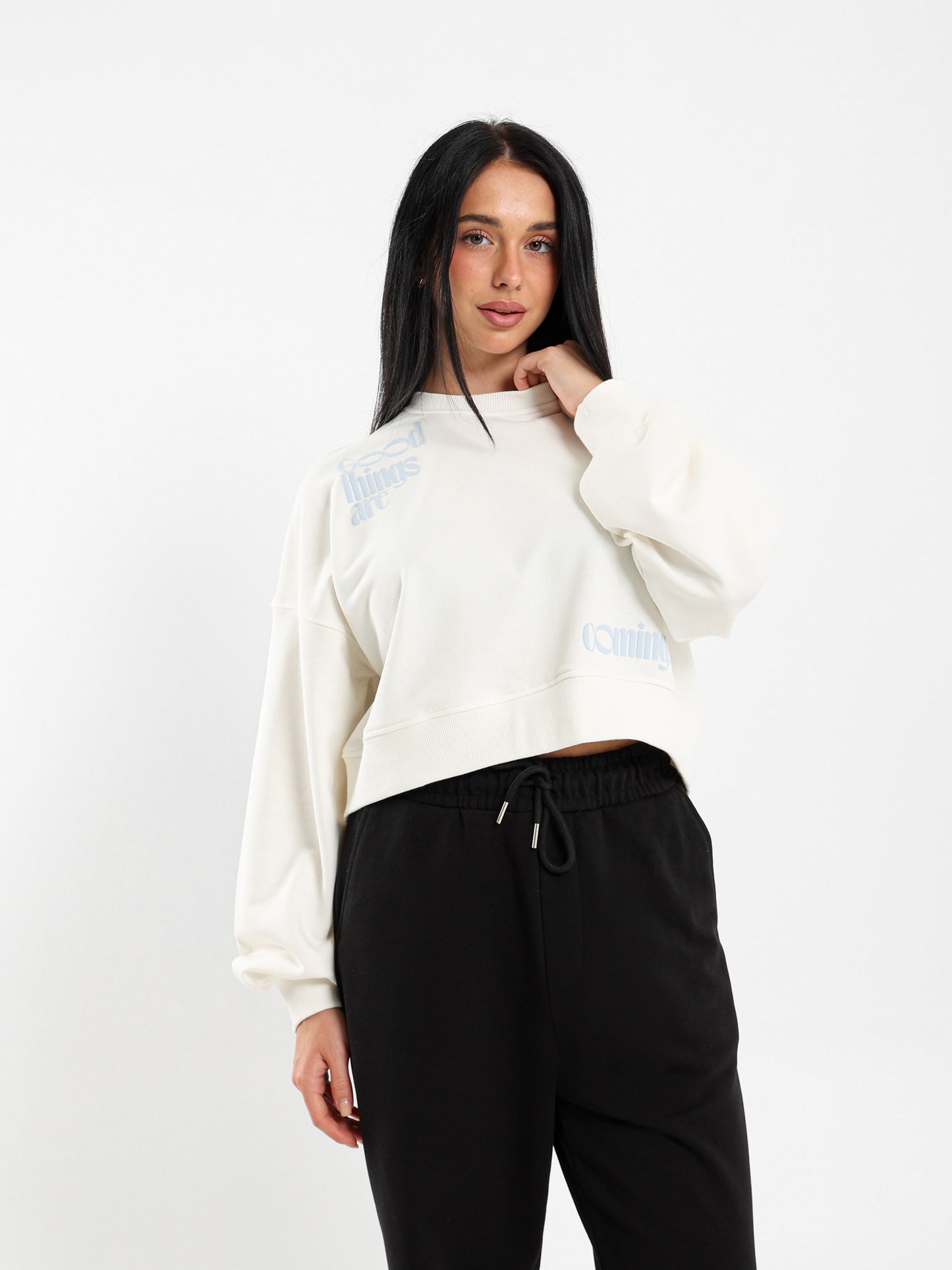 New Start Printed Cropped Sweatshirt