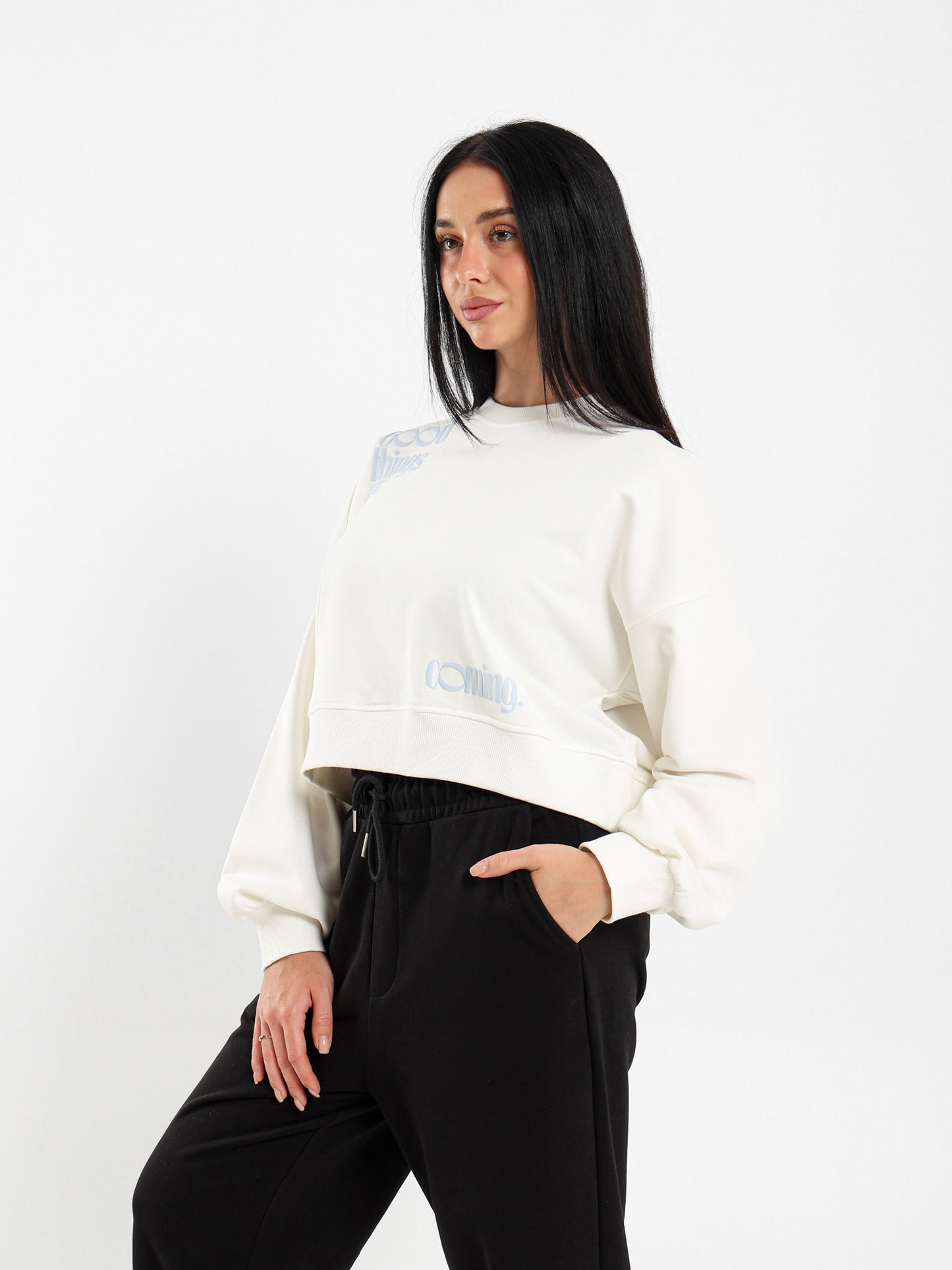 New Start Printed Cropped Sweatshirt