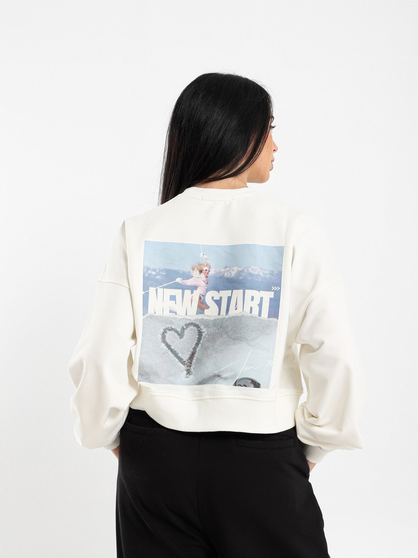 New Start Printed Cropped Sweatshirt