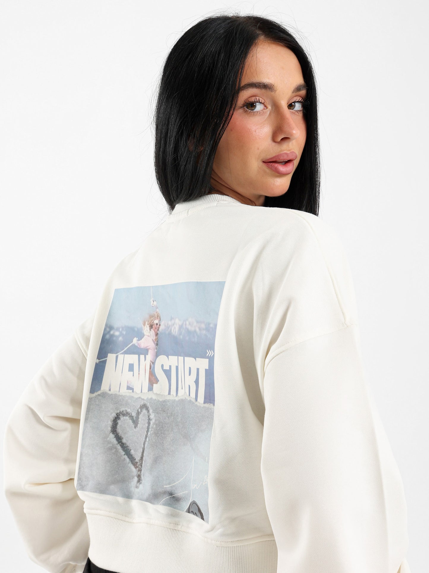 New Start Printed Cropped Sweatshirt