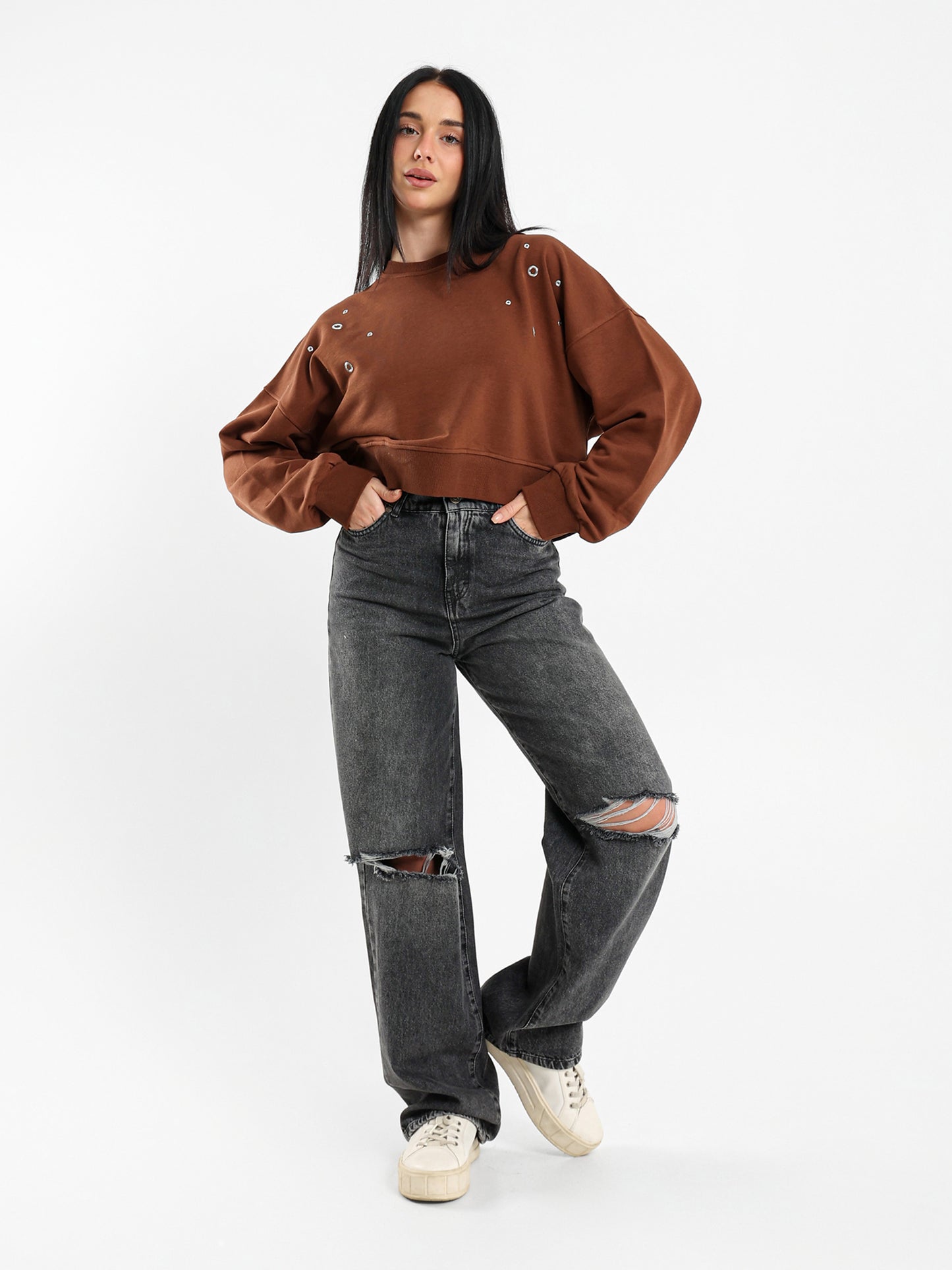 Ripped Wide-Leg Jeans