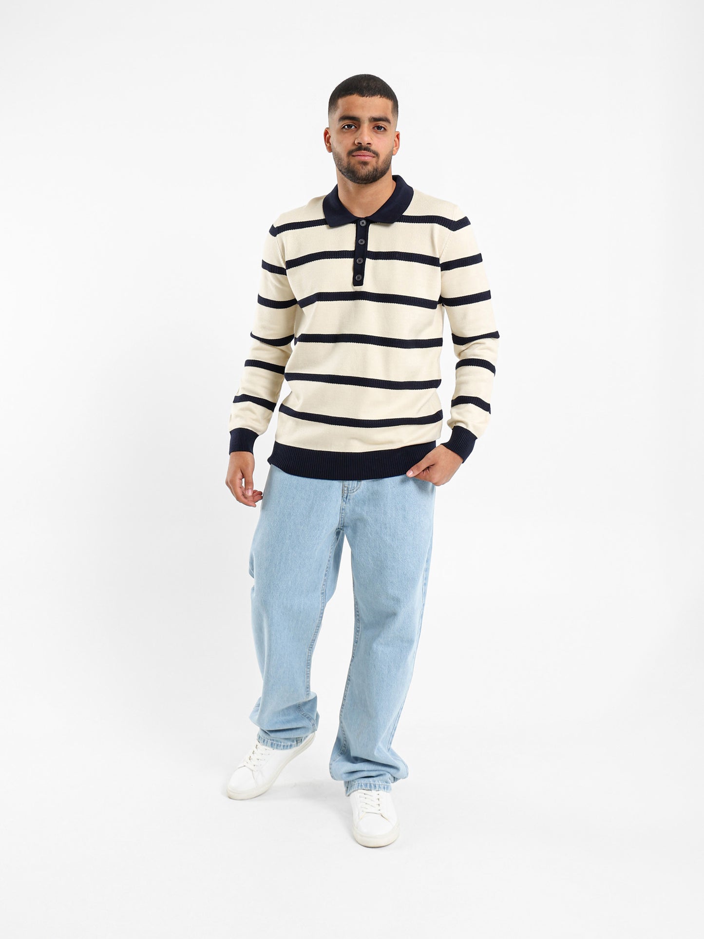 Knitted Striped Polo Shirt