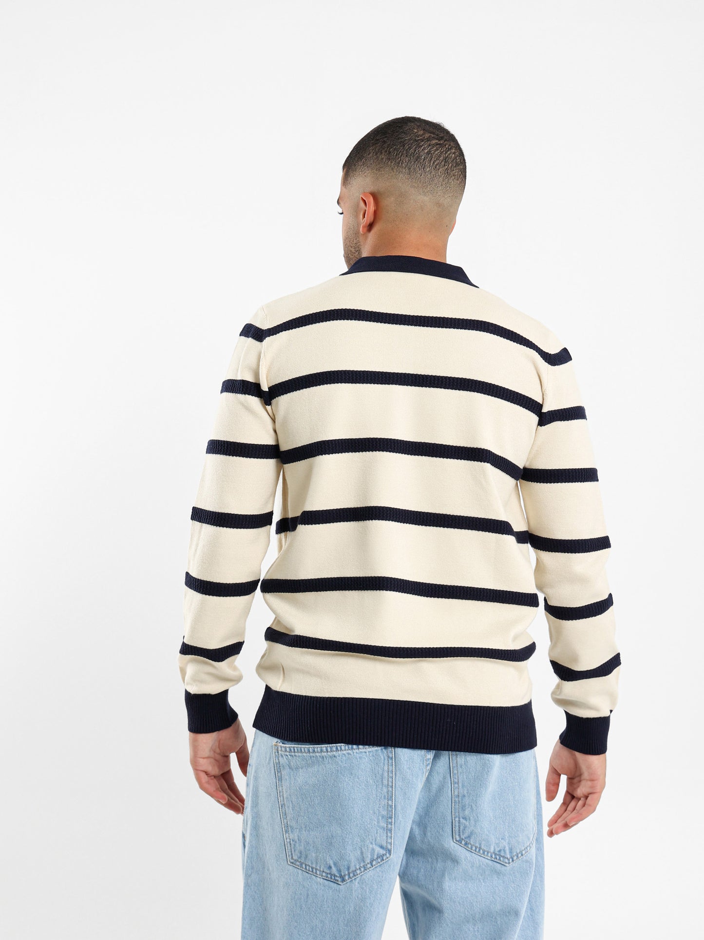 Knitted Striped Polo Shirt
