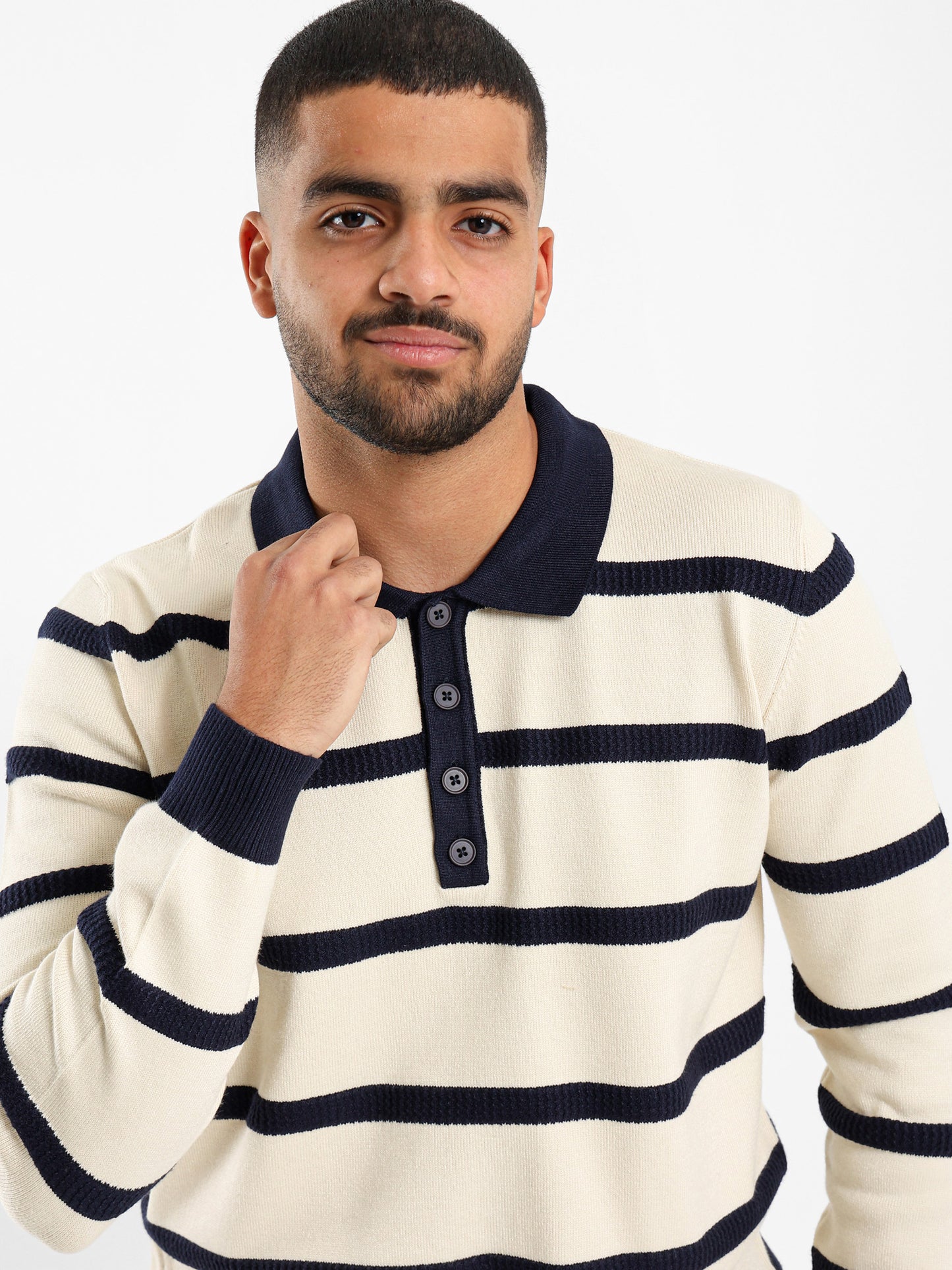 Knitted Striped Polo Shirt