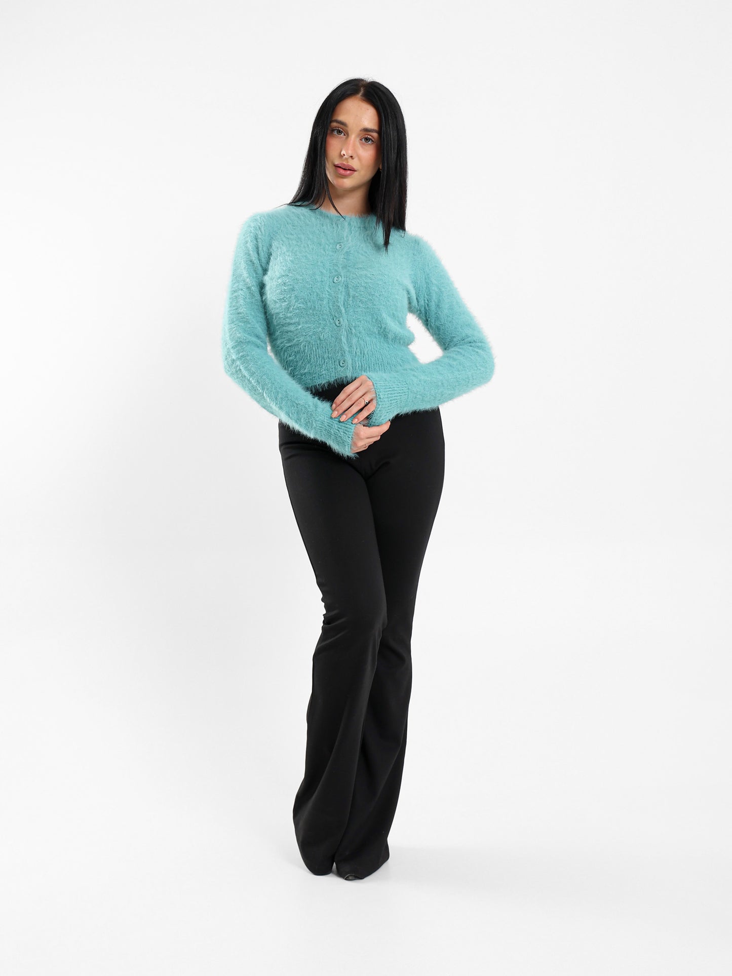 Mohair Cropped Button-Up Cardigan