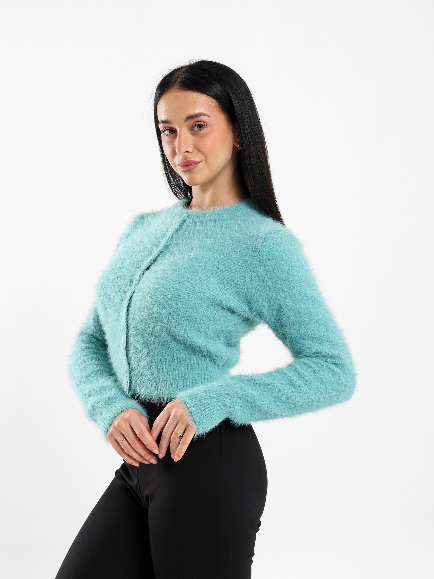 Mohair Cropped Button-Up Cardigan
