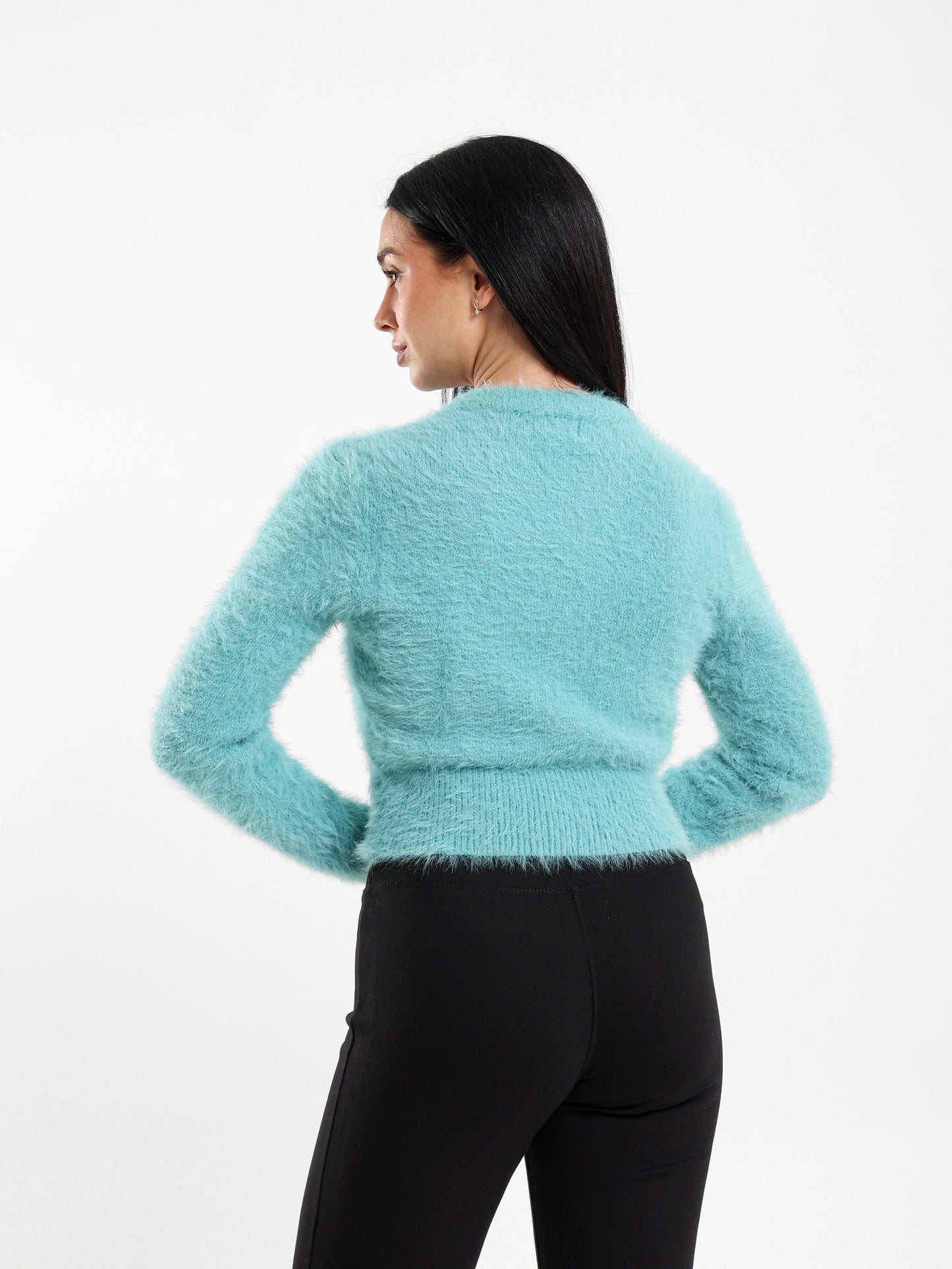 Mohair Cropped Button-Up Cardigan