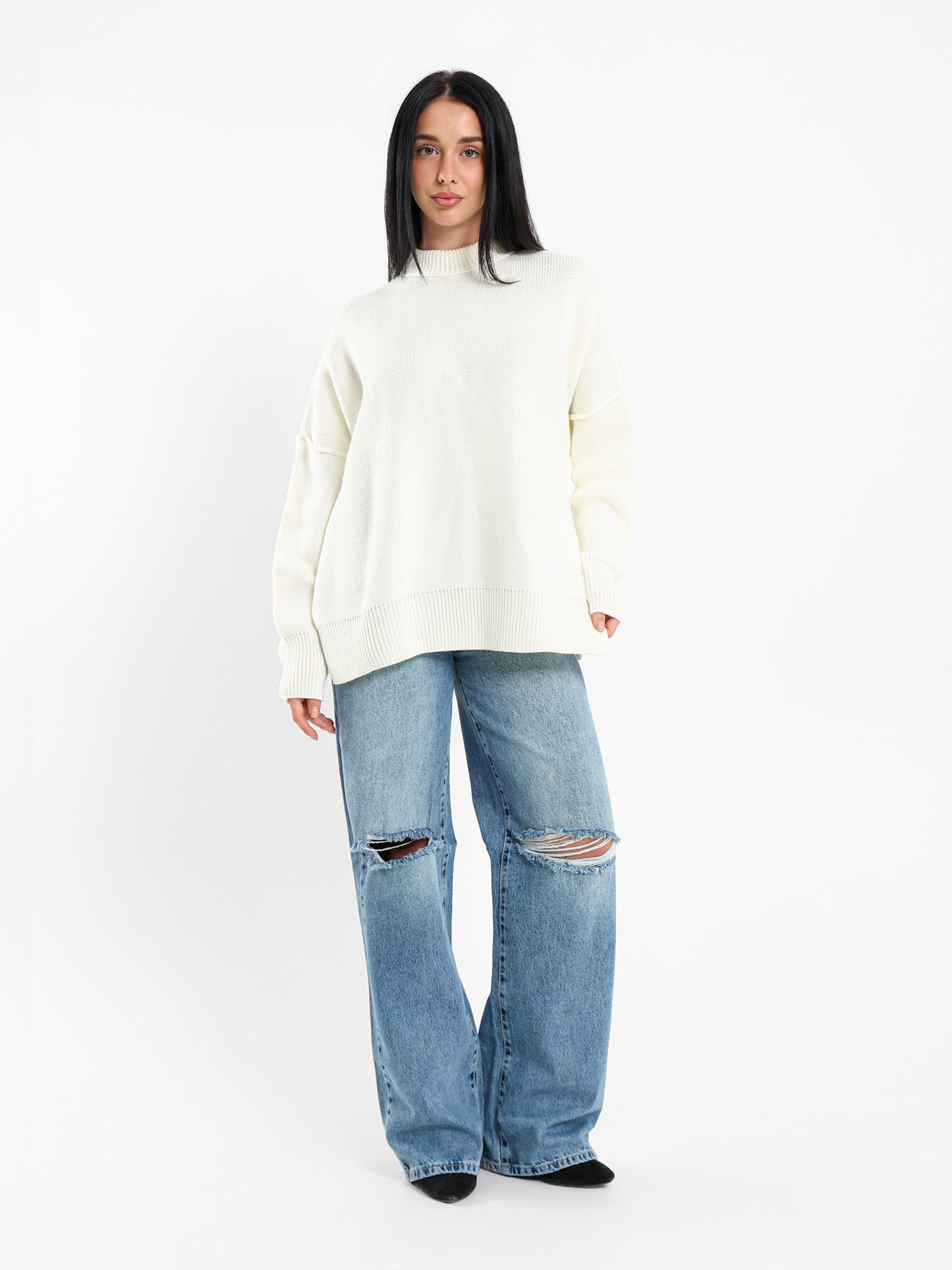Ripped Wide-Leg Jeans