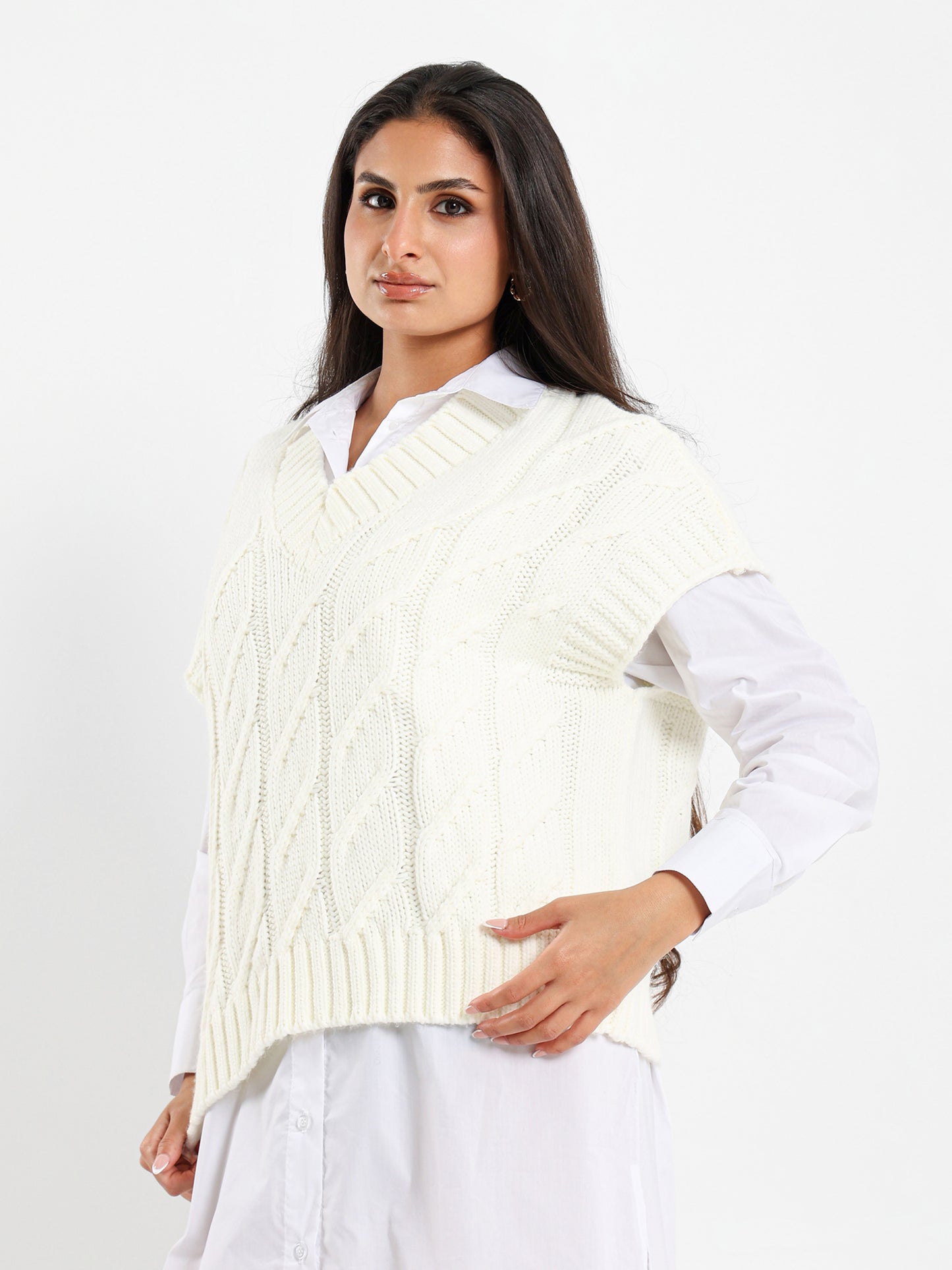 Oversized Cable Knit Vest