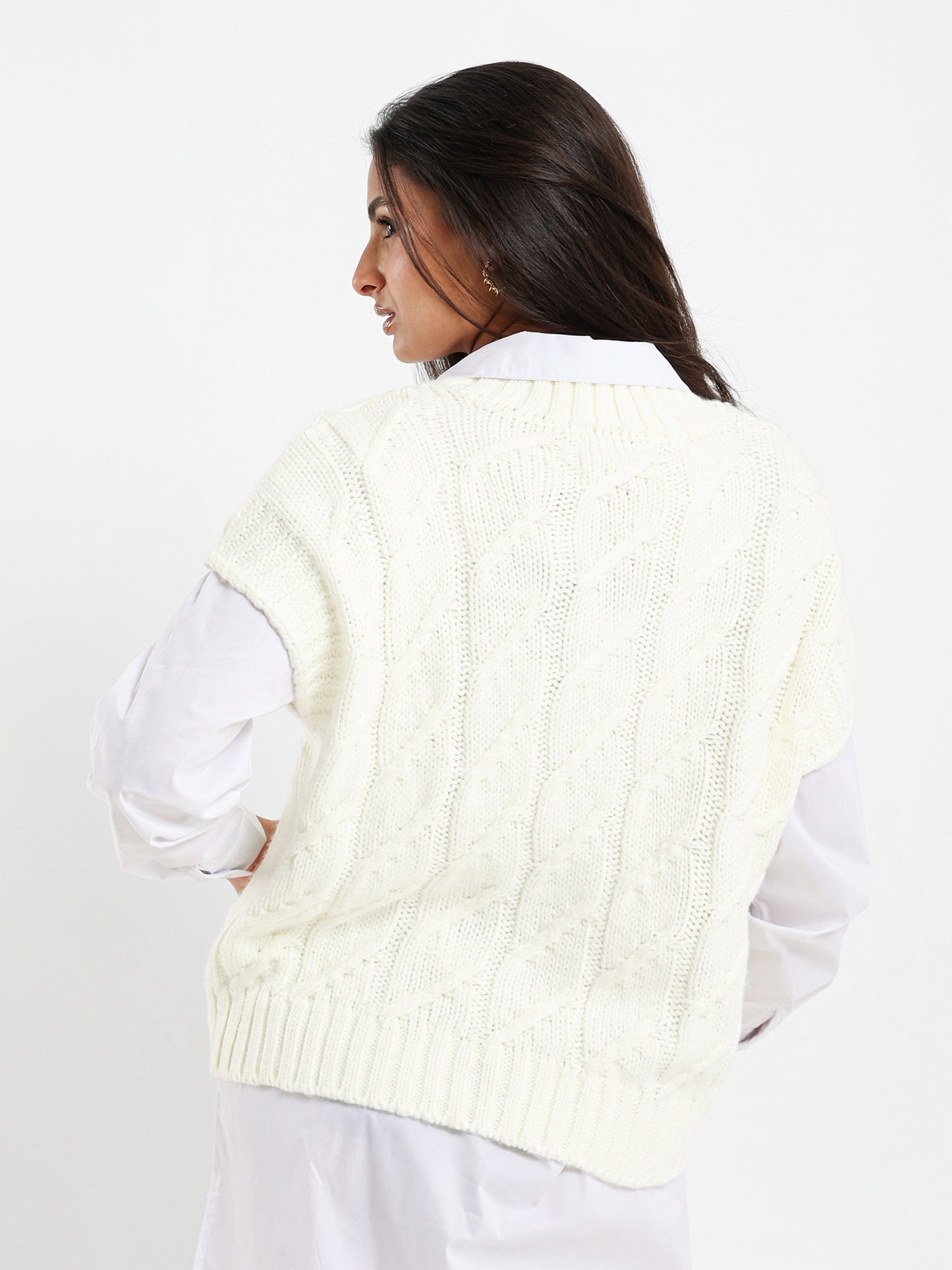 Oversized Cable Knit Vest