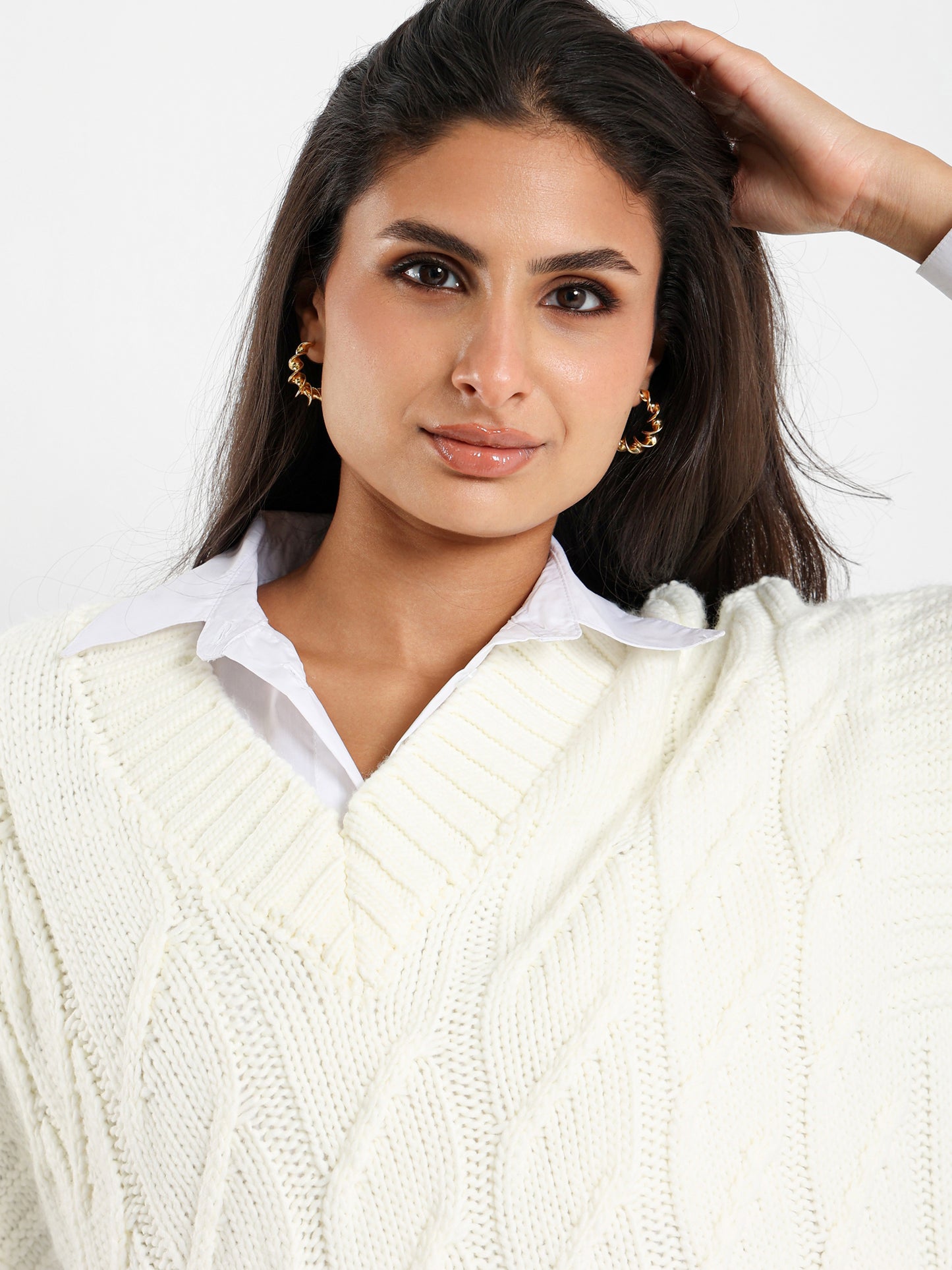 Oversized Cable Knit Vest
