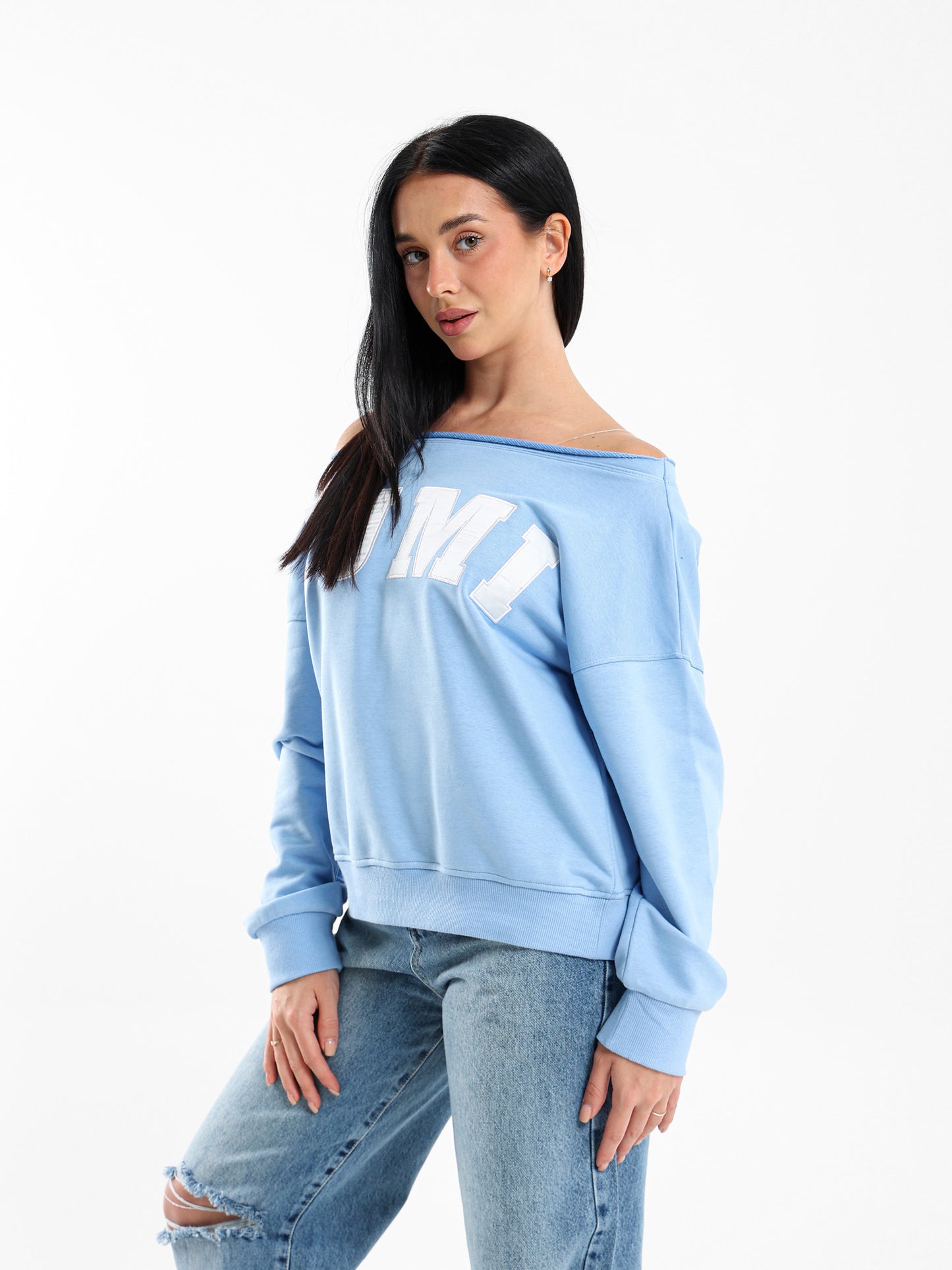 Lumi Printed Off-the-Shoulder Sweatshirt