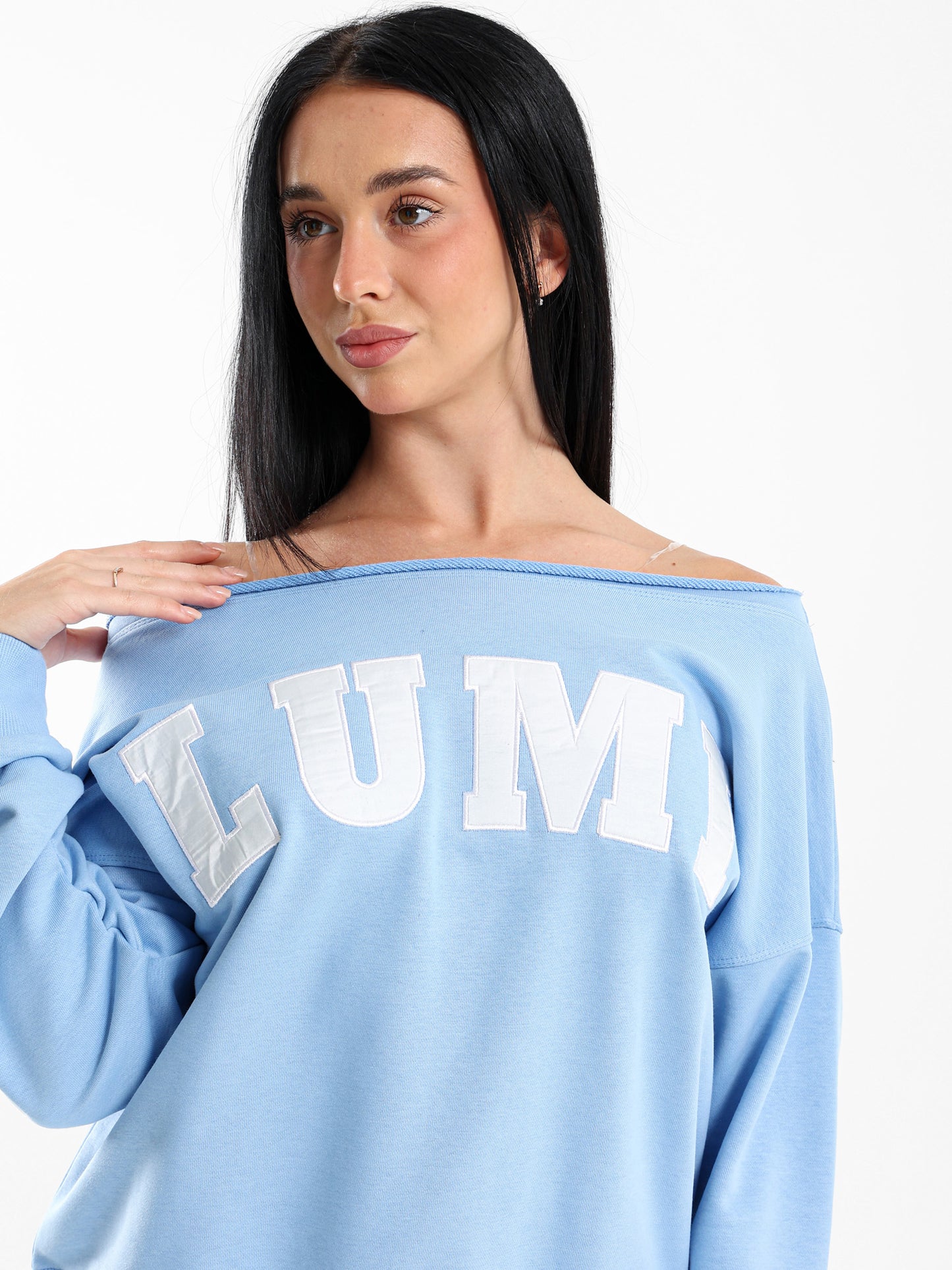 Lumi Printed Off-the-Shoulder Sweatshirt