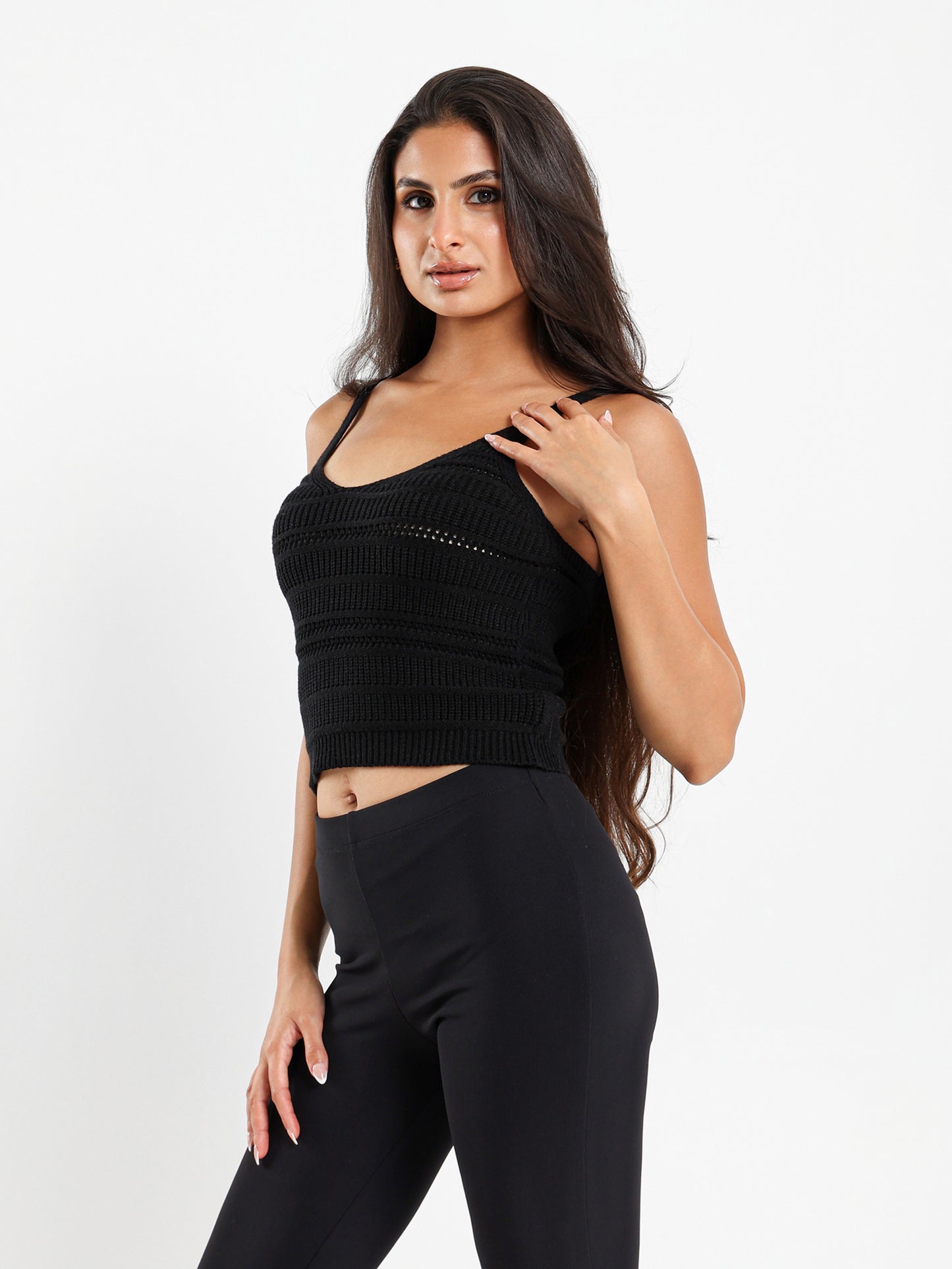 Wide Spaghetti Straps Knit Top
