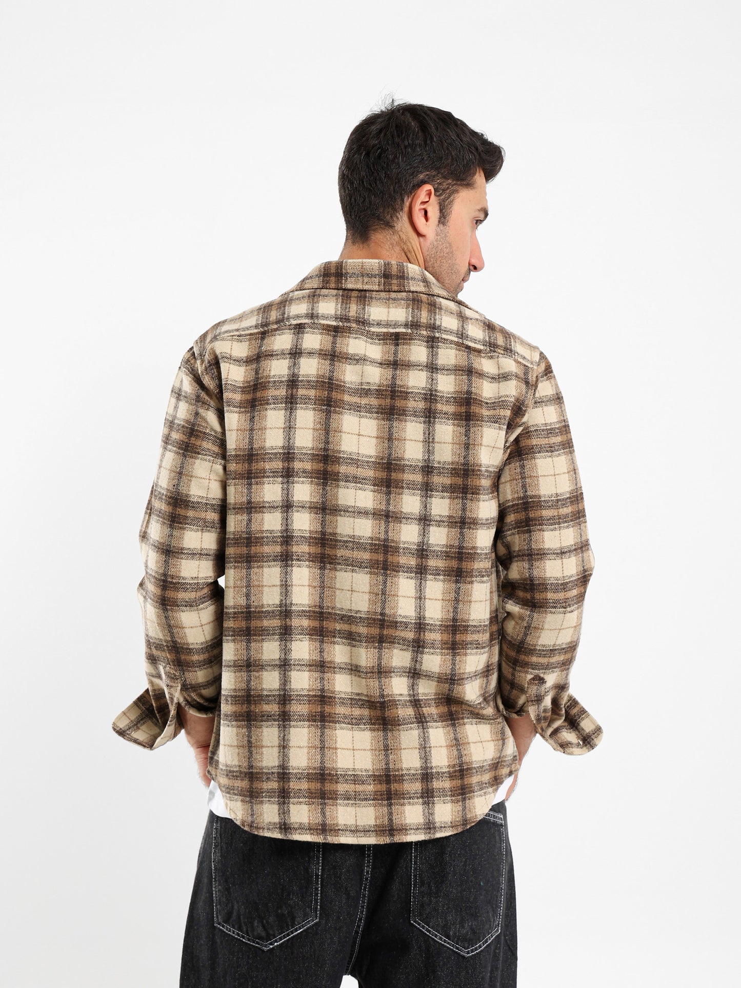 Relaxed Fit Wool-Blend Checkered Shirt