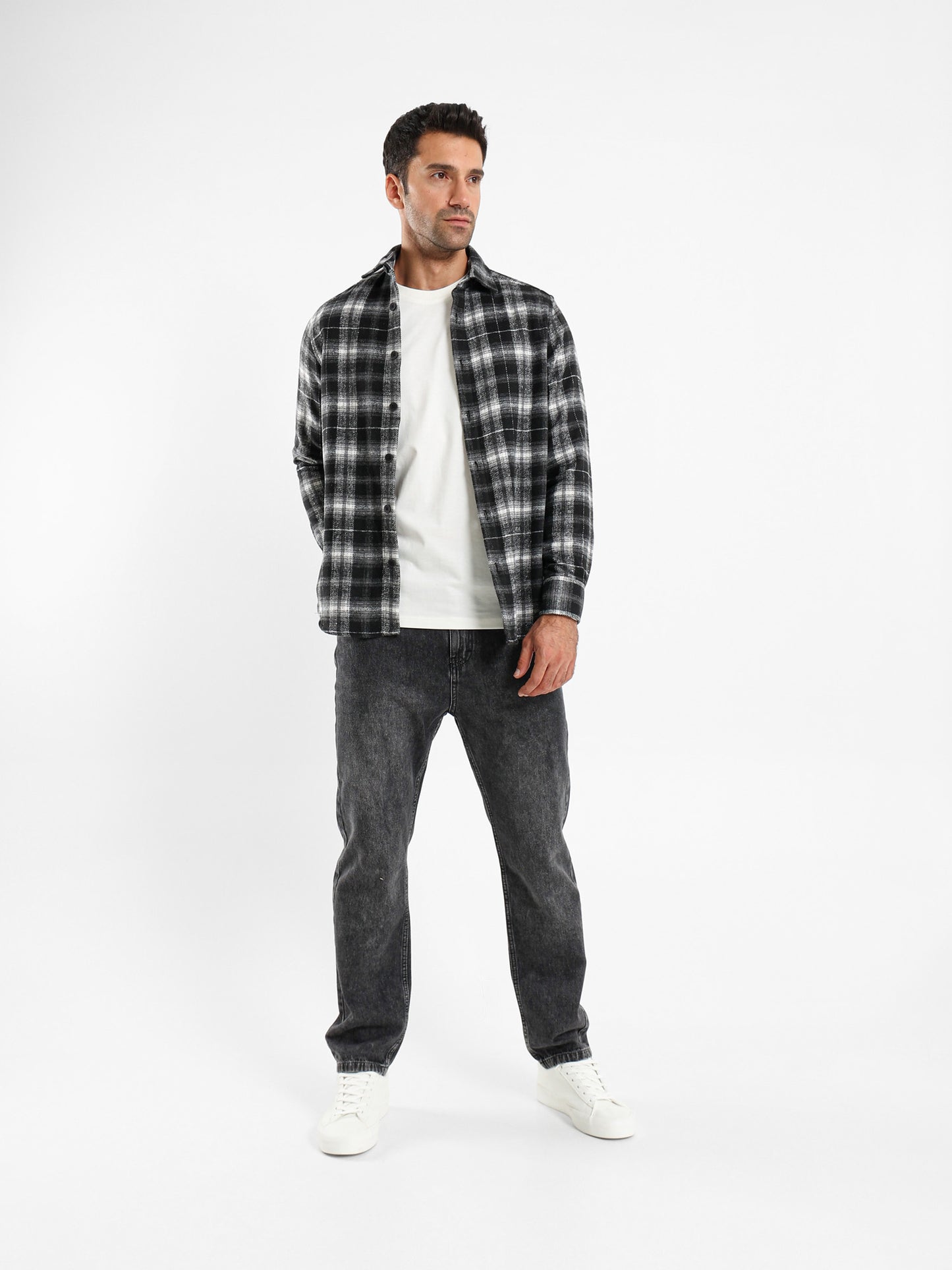 Relaxed Fit Wool-Blend Checkered Shirt